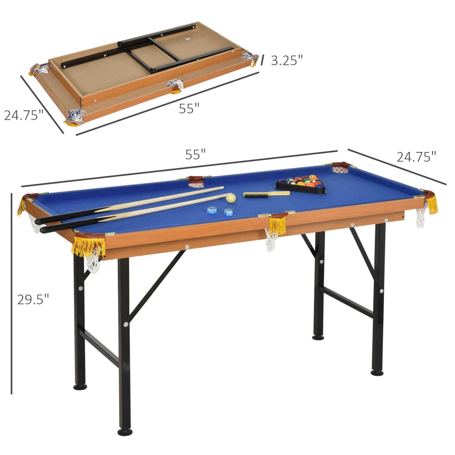 Soozier 55'' Portable Folding Billiards Table Game Pool Table for Kids Adults with Cues - Image 3