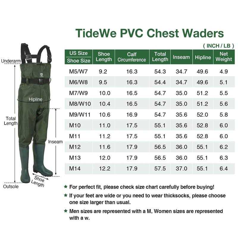 TIDEWE Bootfoot Chest Wader, 2-Ply Nylon/PVC Waterproof Fishing & Hunting Waders with Boot Hanger for Men and Women - Image 4