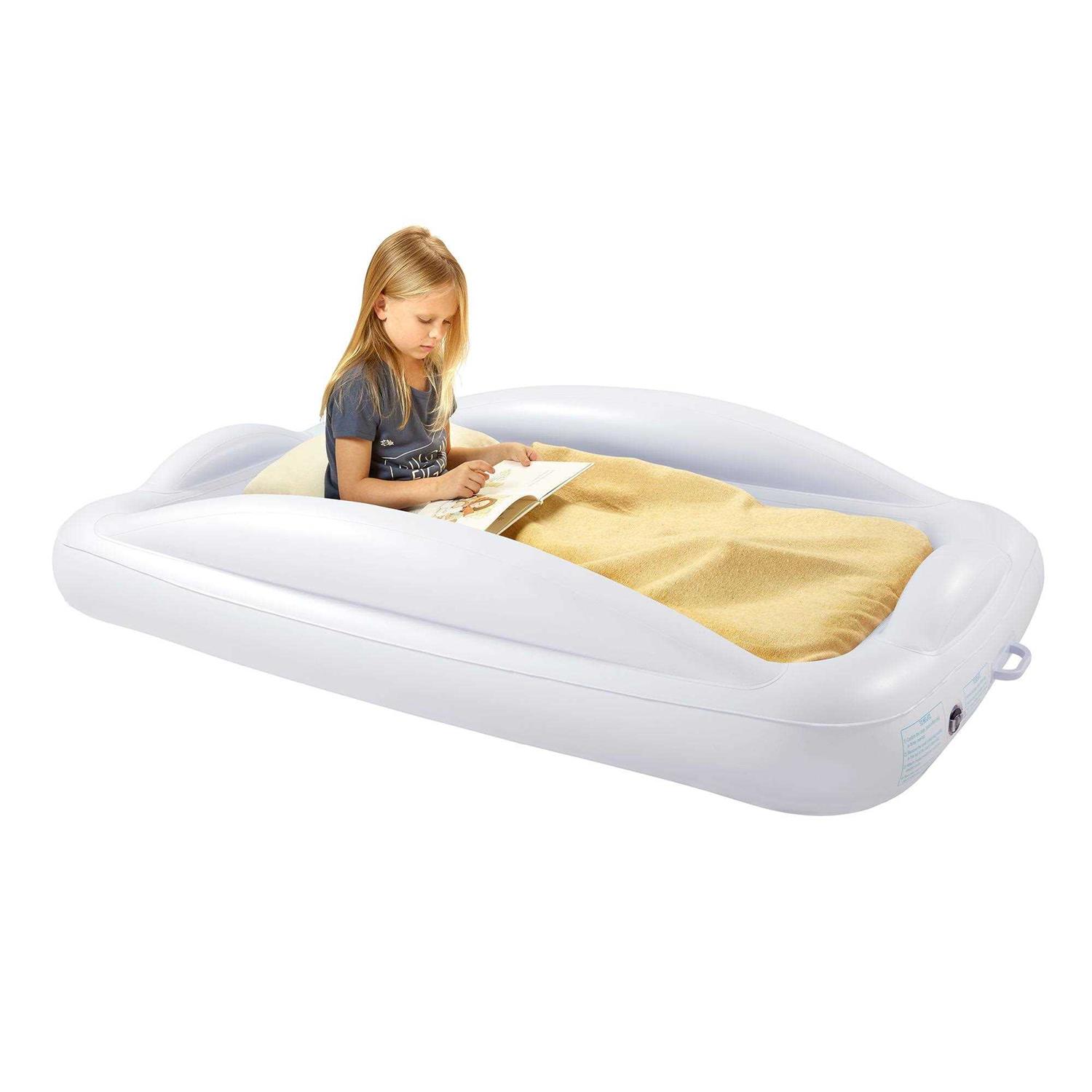Upgraded Inflatable Toddler Airplane Bed W/ Soft Velvet Cover - Portable Air Travel Crib Extender For Kids:Baby, Kids & Maternity
