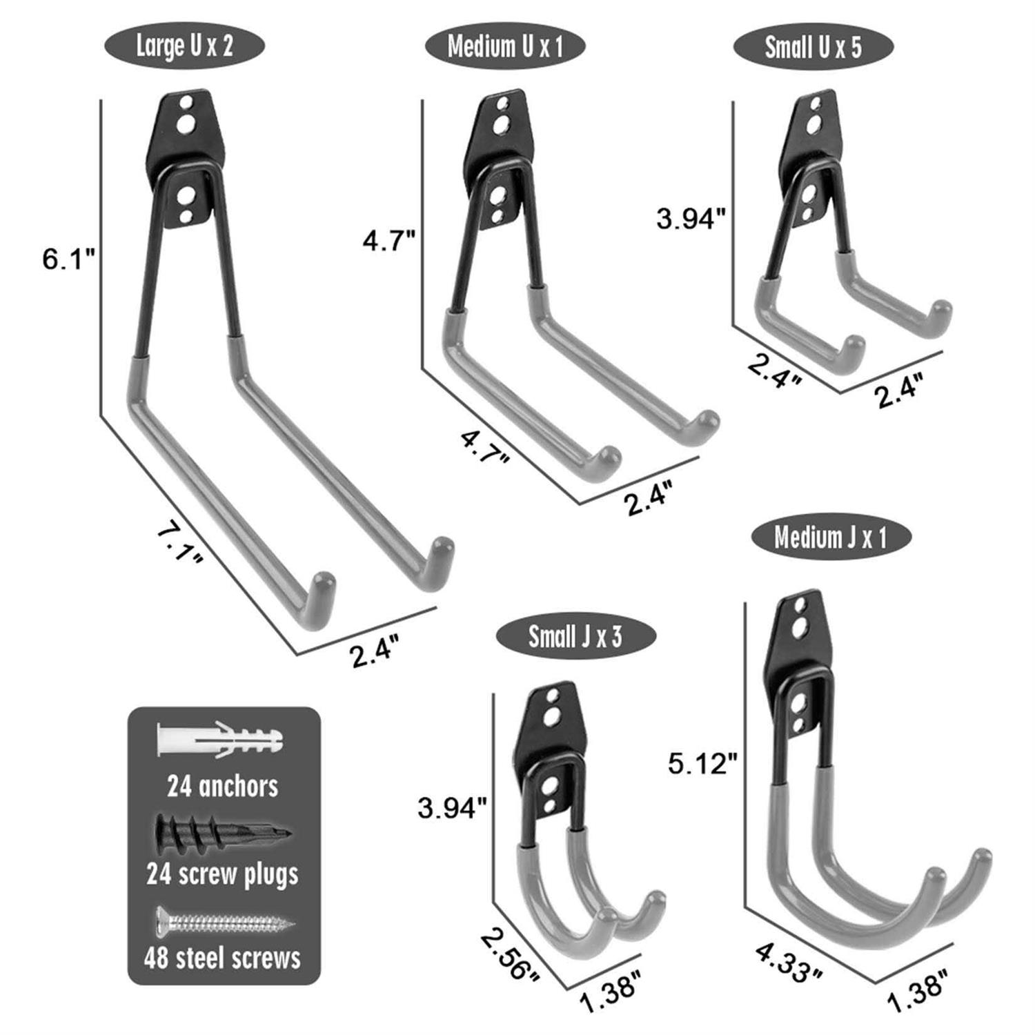 Remiawy Garage Hooks Heavy Duty 12 Pack, Steel Garage Storage Hooks, Tool Hangers for Garage Wall Utility Wall Mount Garage Hooks and Hangers with Anti-slip - Image 2