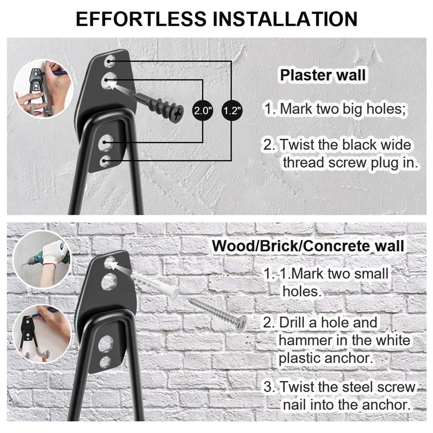 Remiawy Garage Hooks Heavy Duty 12 Pack, Steel Garage Storage Hooks, Tool Hangers for Garage Wall Utility Wall Mount Garage Hooks and Hangers with Anti-slip - Image 3