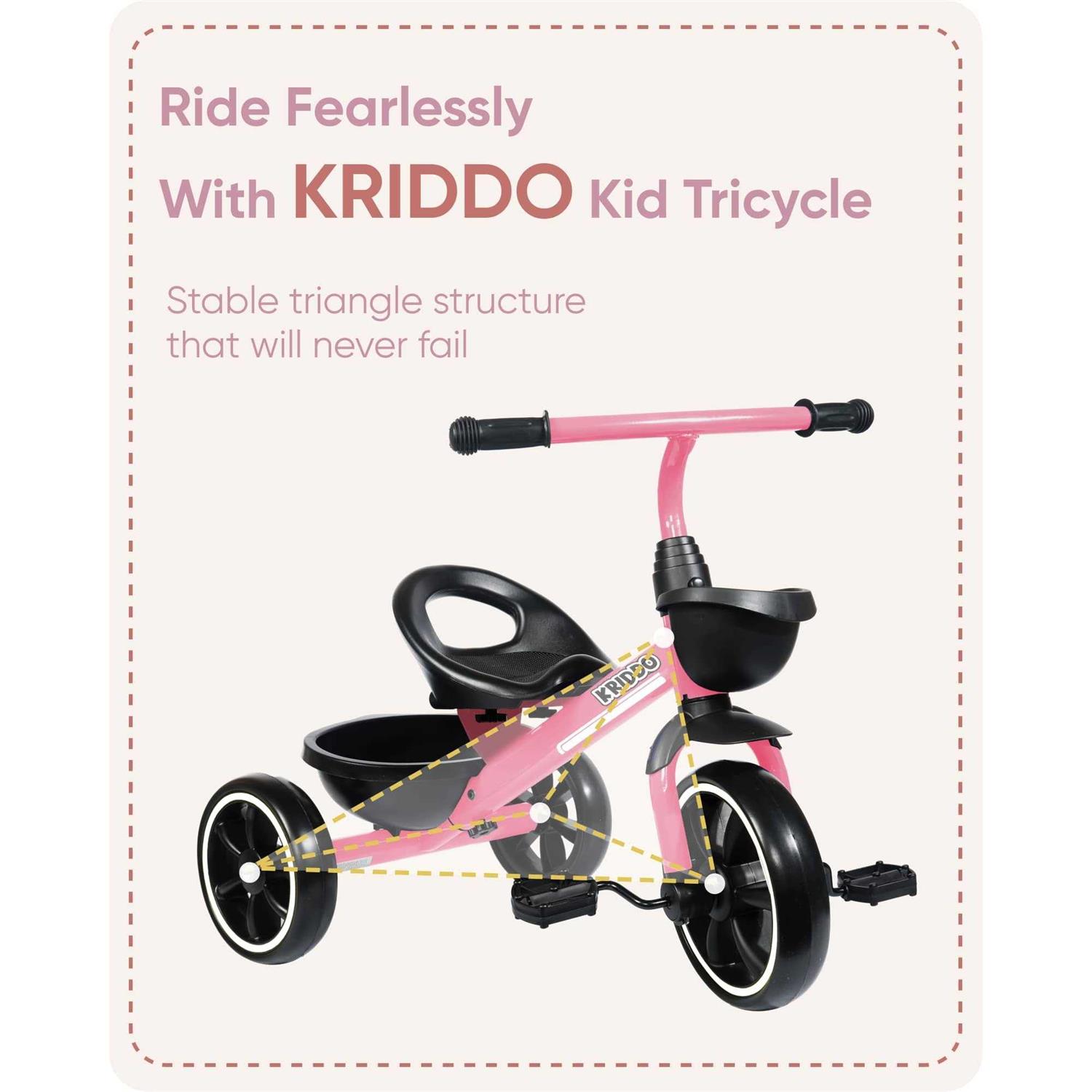 KRIDDO Tricycles Age 24 Month to 4 Years Toddler Kids Trike for 2.5 to 5 Year Old - Image 4