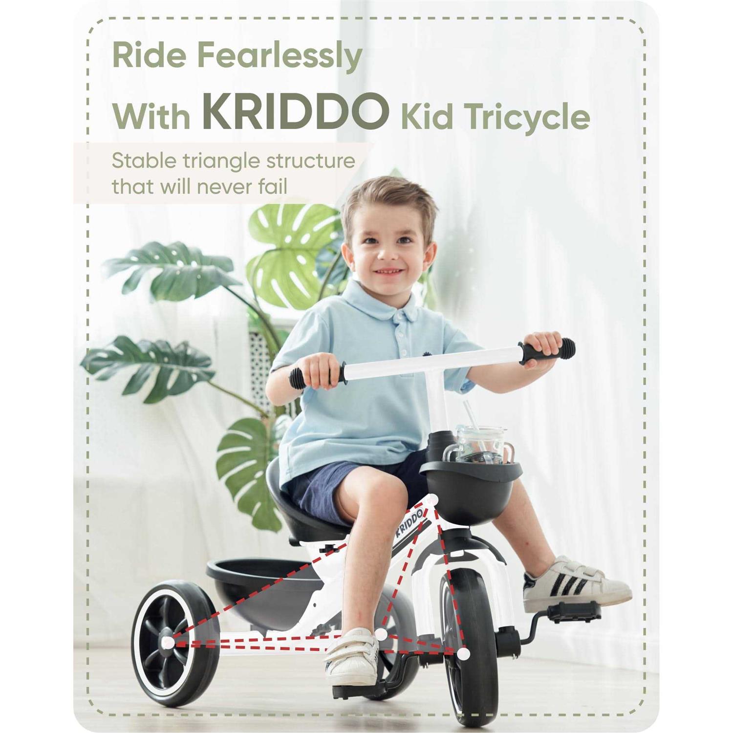 KRIDDO Tricycles Age 24 Month to 4 Years Toddler Kids Trike for 2.5 to 5 Year Old - Image 4