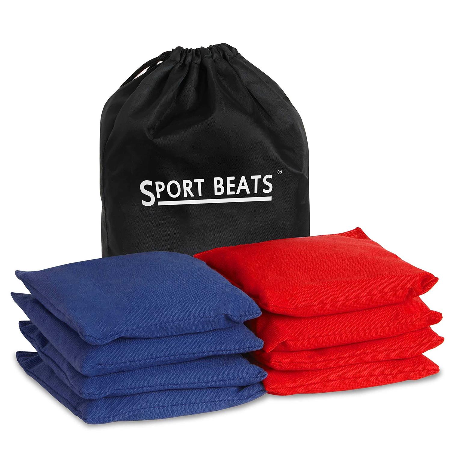 SPORT BEATS Cornhole Bags All Weather Set of 8 for Cornhole Toss Games-Regulation Weight & Size-Includes Tote Bags