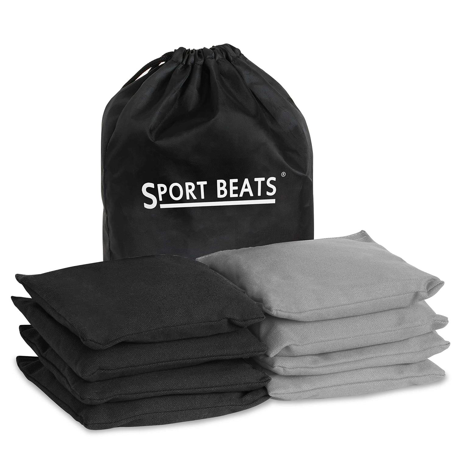 SPORT BEATS Cornhole Bags All Weather Set of 8 for Cornhole Toss Games-Regulation Weight & Size-Includes Tote Bags