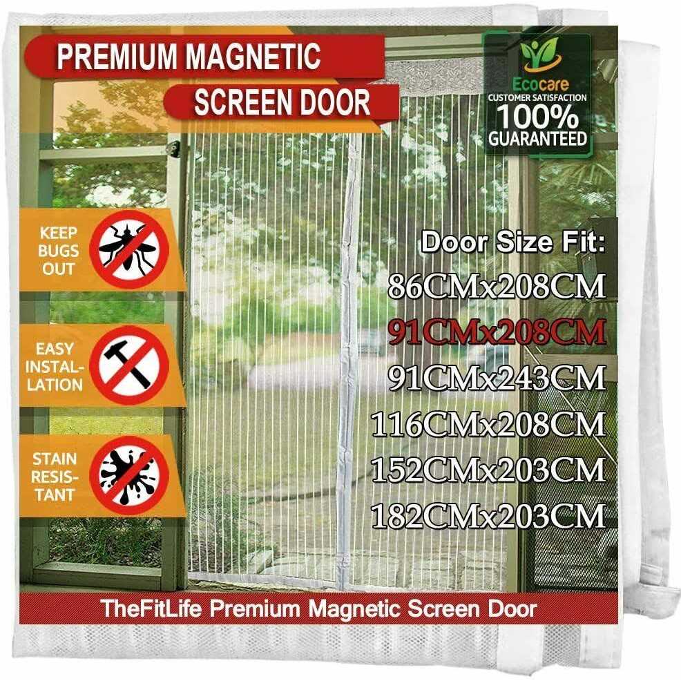 TheFitLife Magnetic Screen Door Heavy Duty Mesh Curtain with Full Frame Hook and Loop Powerful Magnets That Snap Shut Automatically - Image 4
