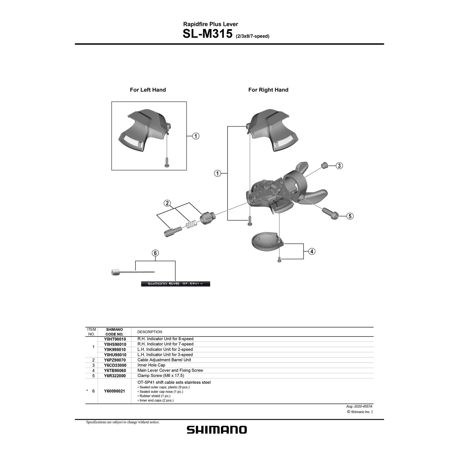 Shimano Altus SL-M315-L 3-Speed Left Rapidfire Plus Shifter - Image 3
