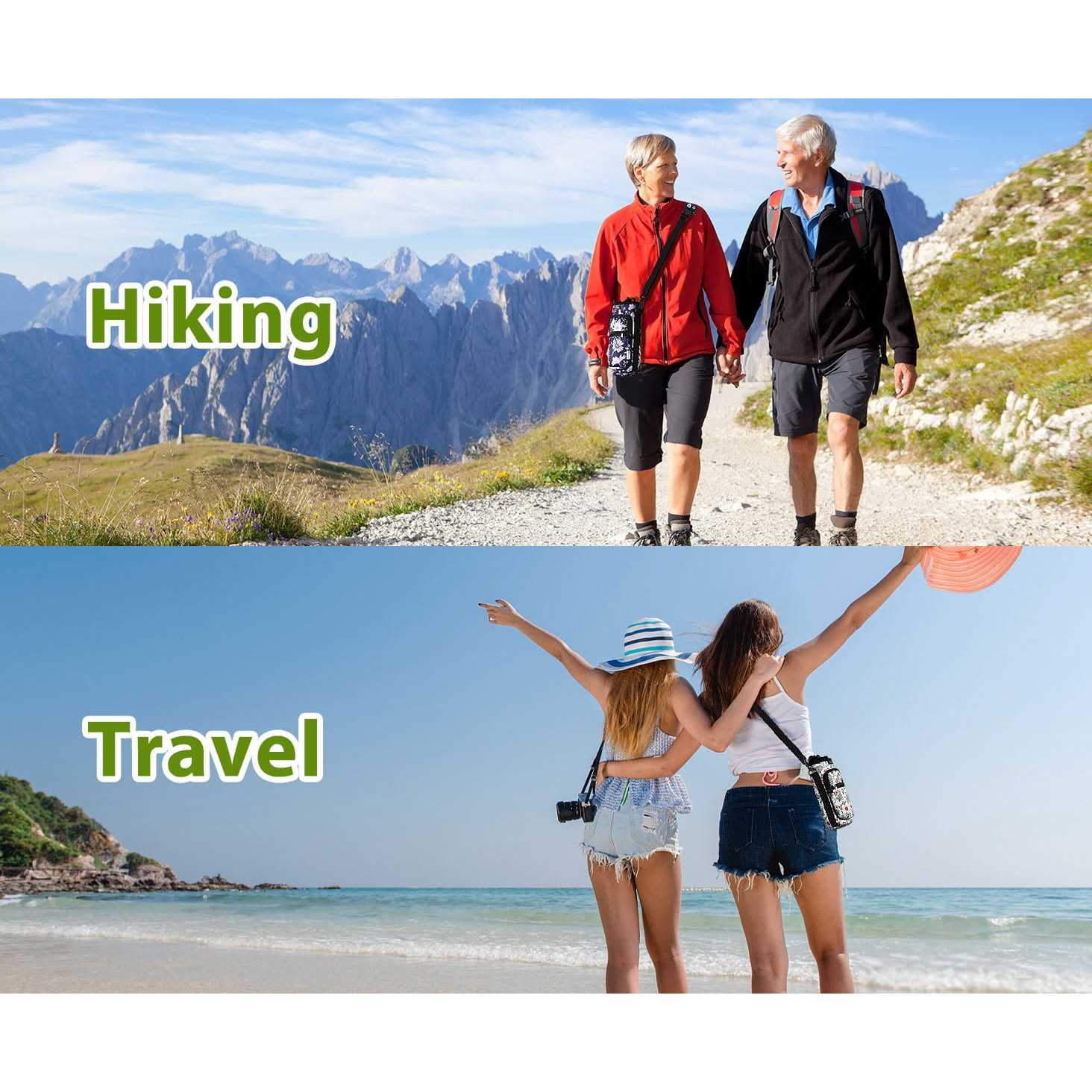 Nuovoware Water Bottle Carrier Bag Bottle Pouch Holder Adjustable Shoulder Hand Strap 2 Pocket Sling Neoprene Sleeve Sports Water Bottle - Image 4