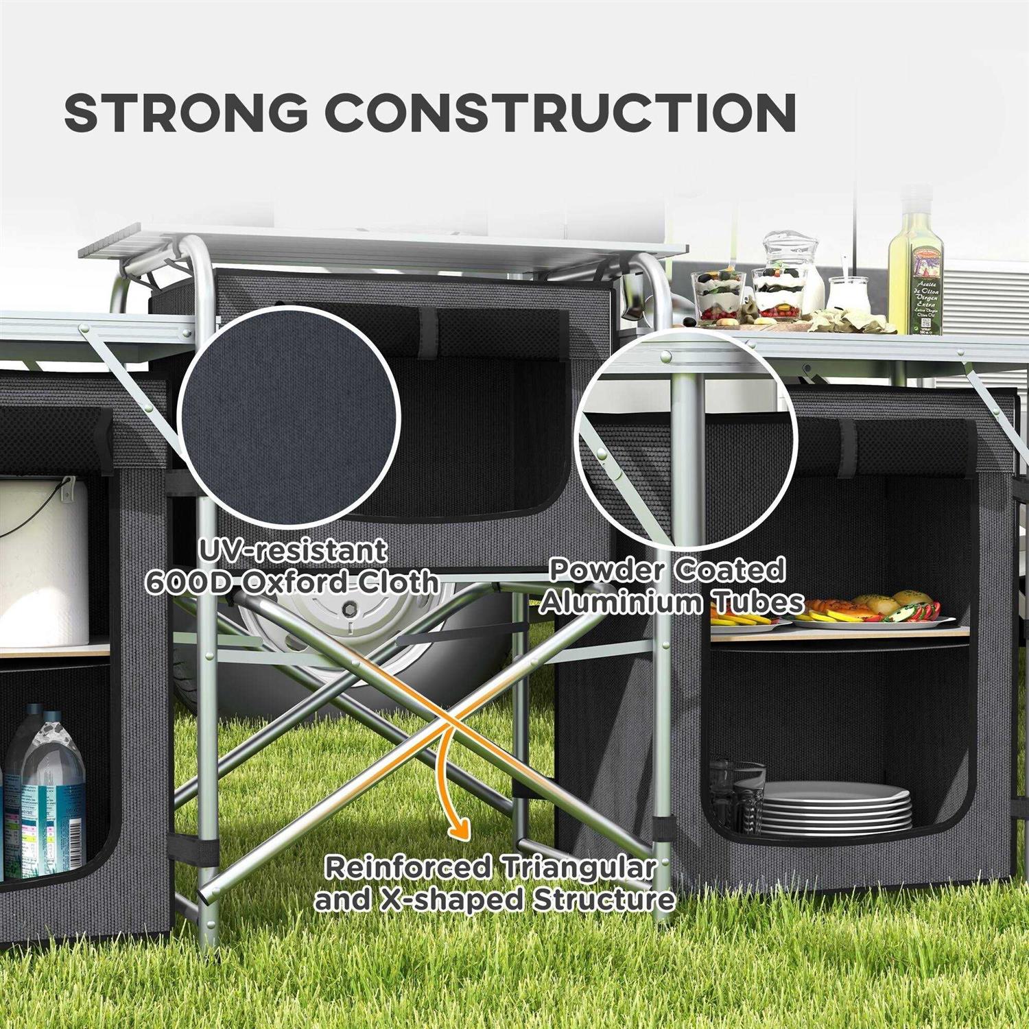 Outsunny Camping Kitchen Table Portable Folding Camp Kitchen - Image 4