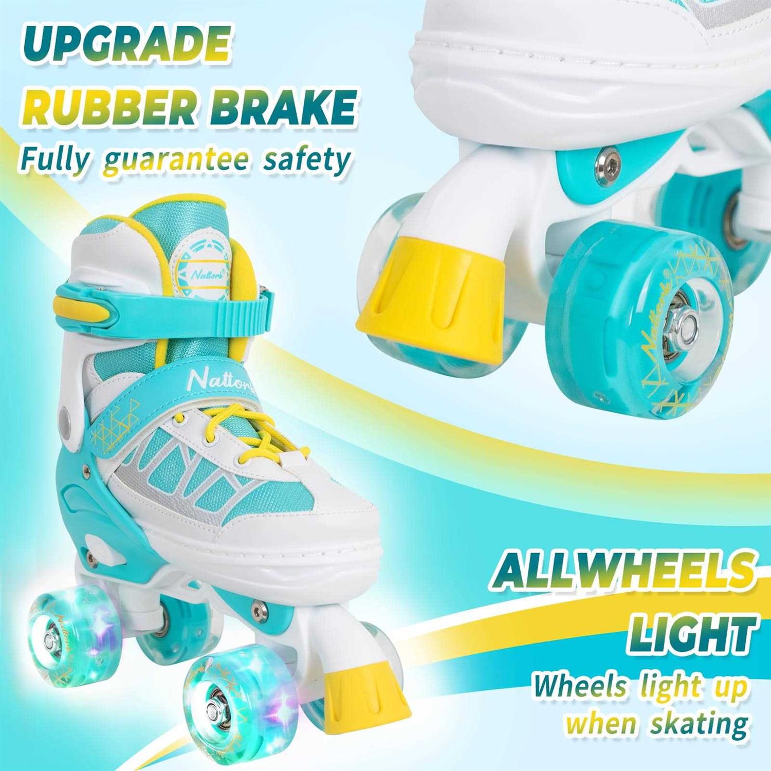 Nattork Roller Skates for Kids Boys Girls 4 Size Adjustable Rollerskates with Light Up Wheels for Children Beginners for Outdoor Indoor - Image 3