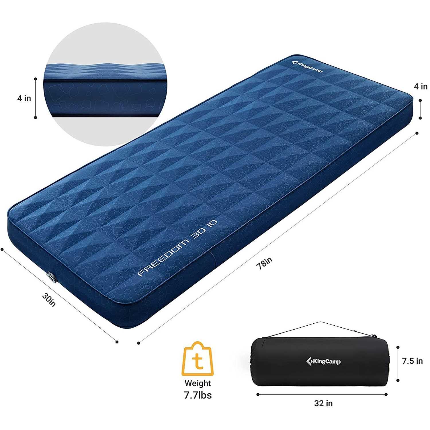 KingCamp 4 Inch Thick Self-Inflating Camping Pad - Image 3