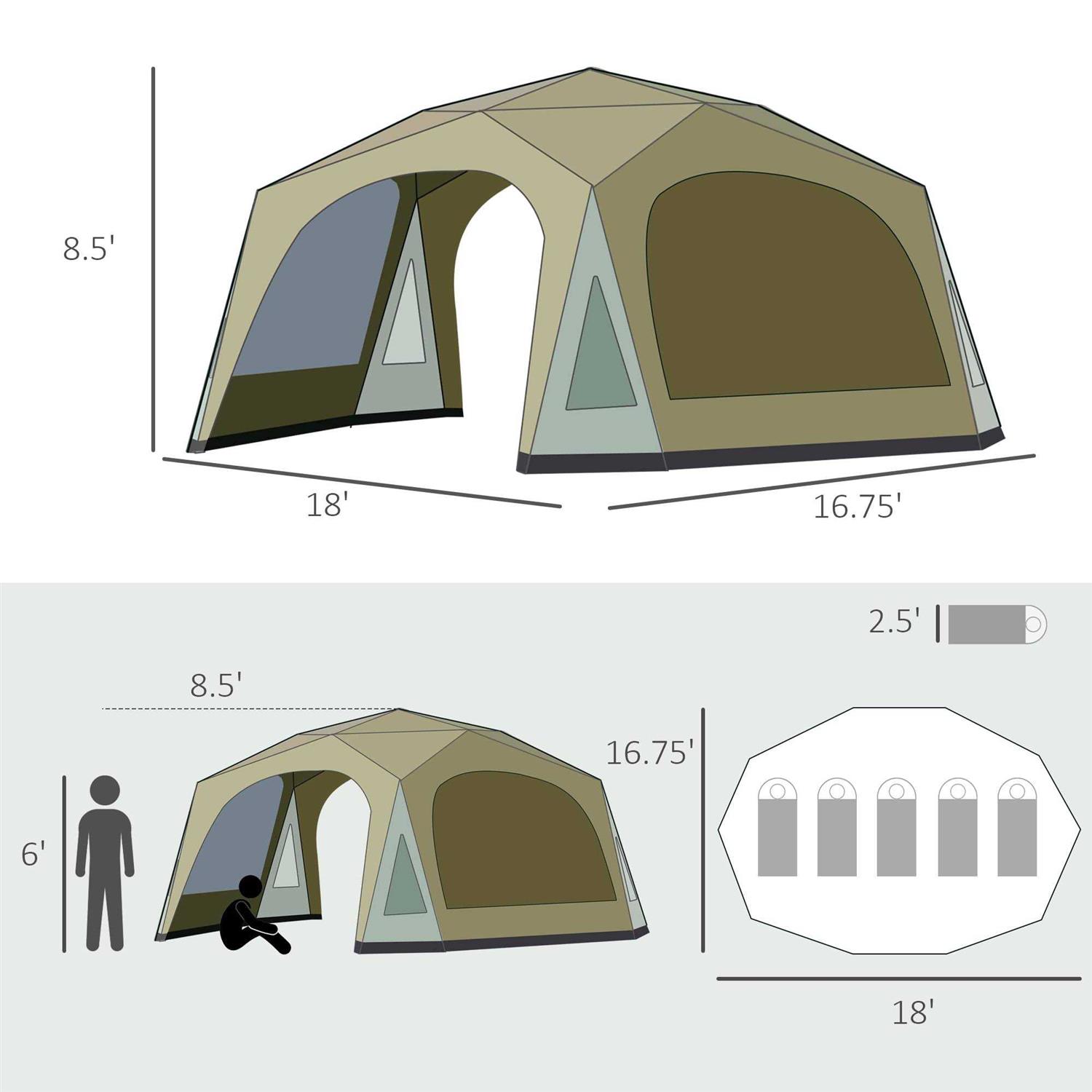 Outsunny 20 Person Camping Tent Outdoor Cabin Tent - Image 2