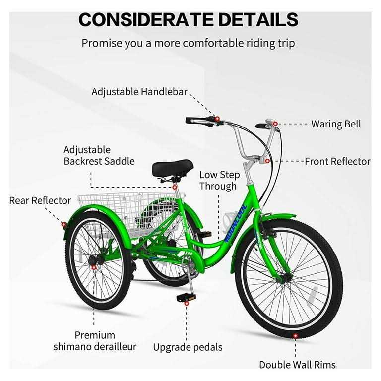 MOONCOOL Adult Tricycles 7 Speed 3 Wheel Bikes - Image 5