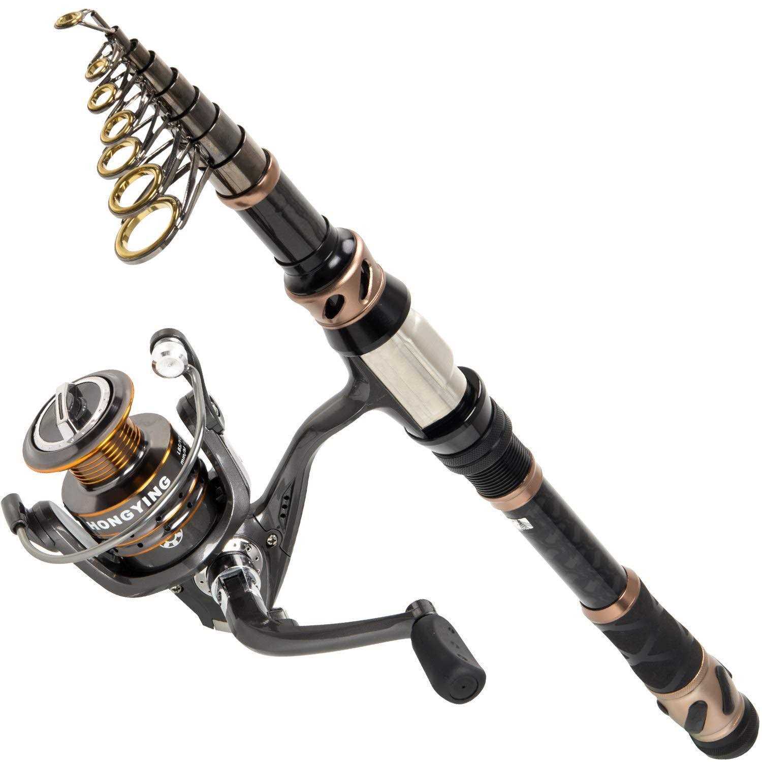 PLUSINNO Fishing Rod and Reel Combos -24 Ton Carbon Fiber Telescopic Fishing Pole