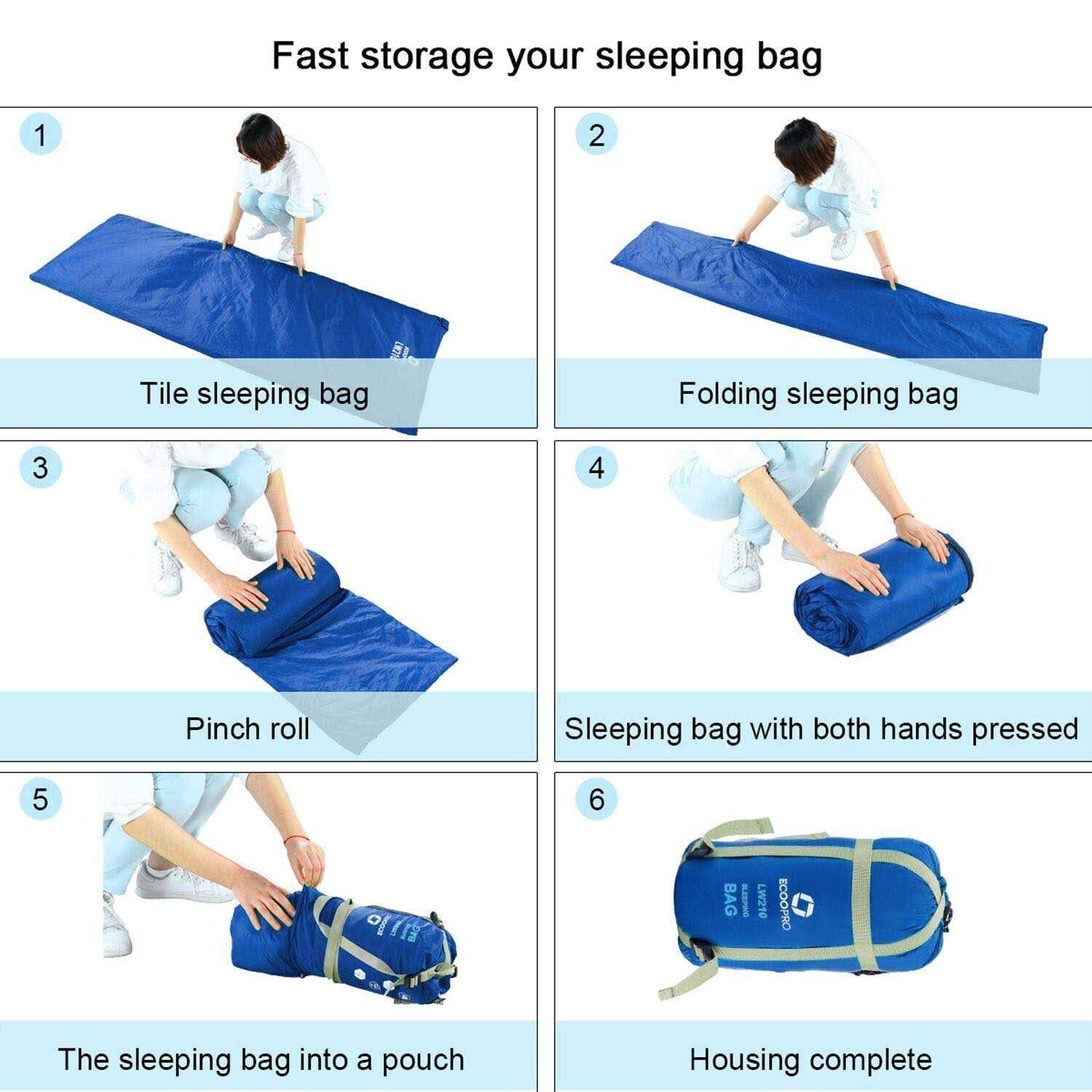 ECOOPRO Warm Weather Sleeping Bag Portable Waterproof Compact Lightweight - Image 2