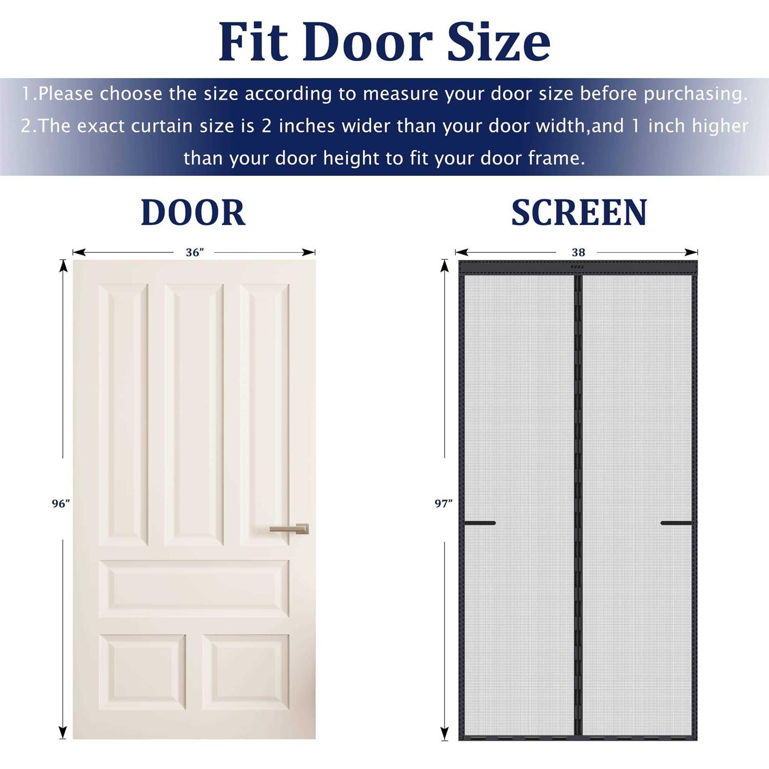 Dysome Upgraded Magnetic Screen Door for Tall Door to 38x98 with 42 Longer & Stronger Magnets,Retractable Screen Doors for Front Door,Heavy Duty - Image 2