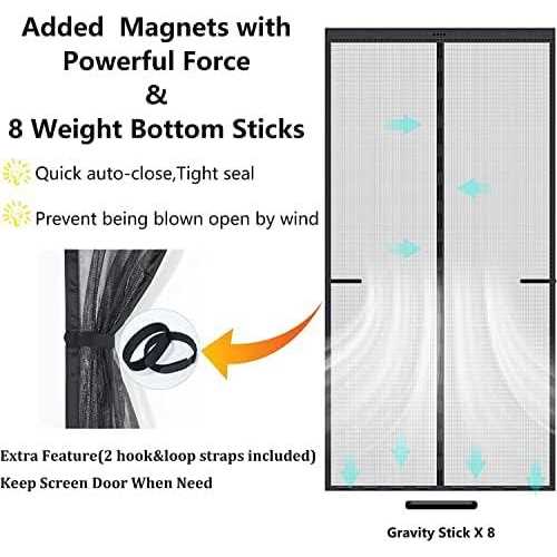 Dysome Upgraded Magnetic Screen Door for Tall Door to 38x98 with 42 Longer & Stronger Magnets,Retractable Screen Doors for Front Door,Heavy Duty - Image 3