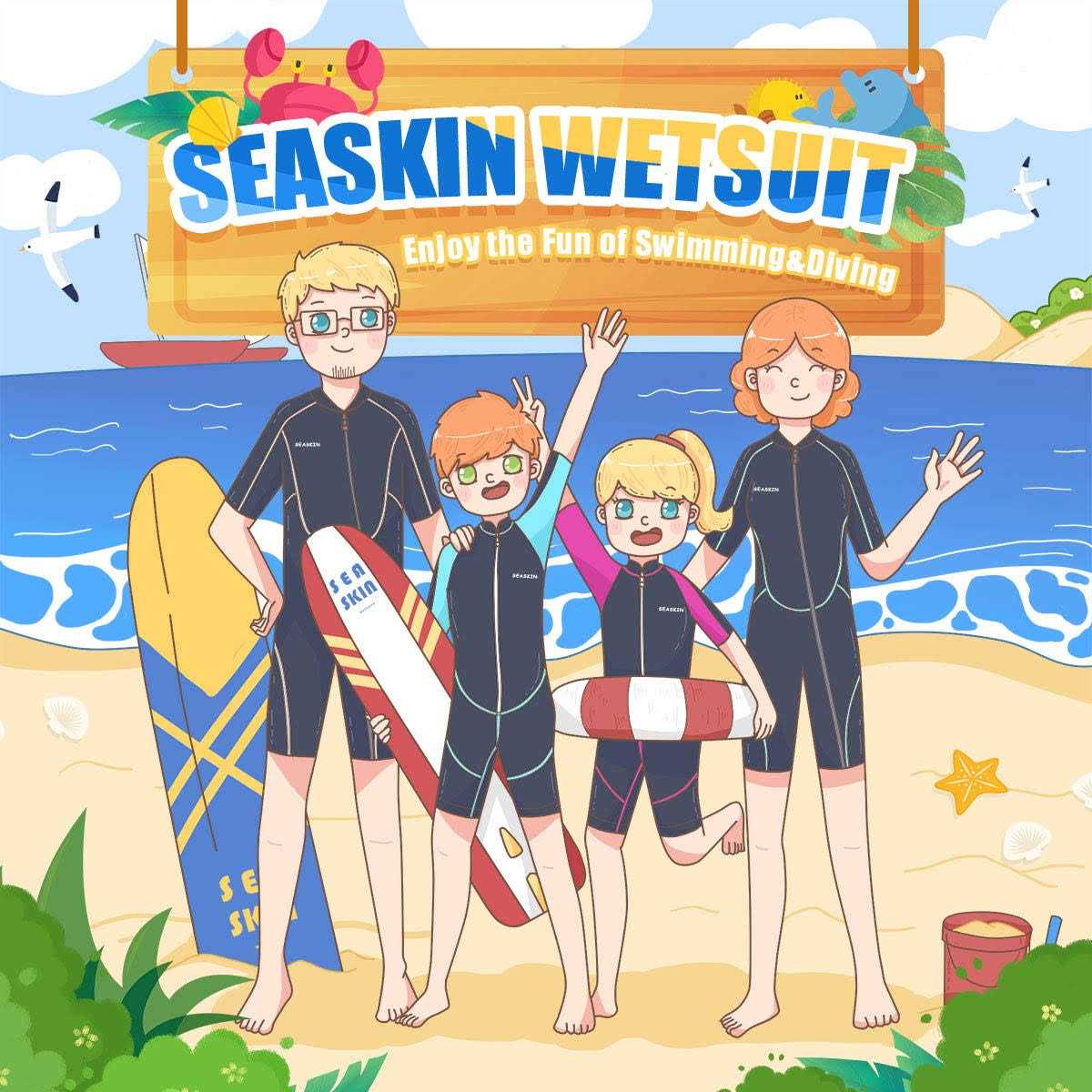 Seaskin Kids Wetsuit for Boys Girls Toddlers 2mm Front Zipper Shorty Wetsuits - Image 4