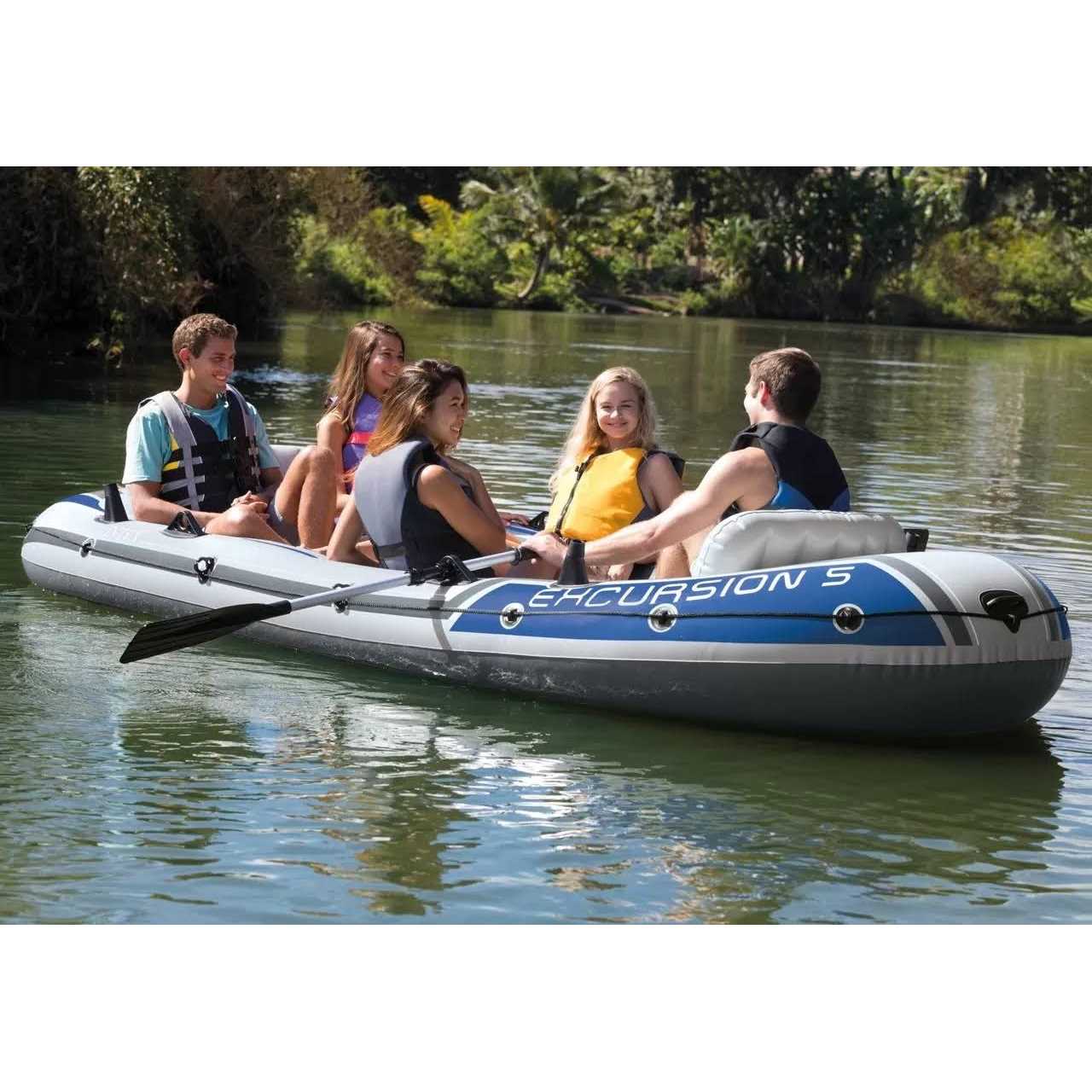 Intex Excursion 5 Person Inflatable Boat Set w/ 2 Oars - Image 2