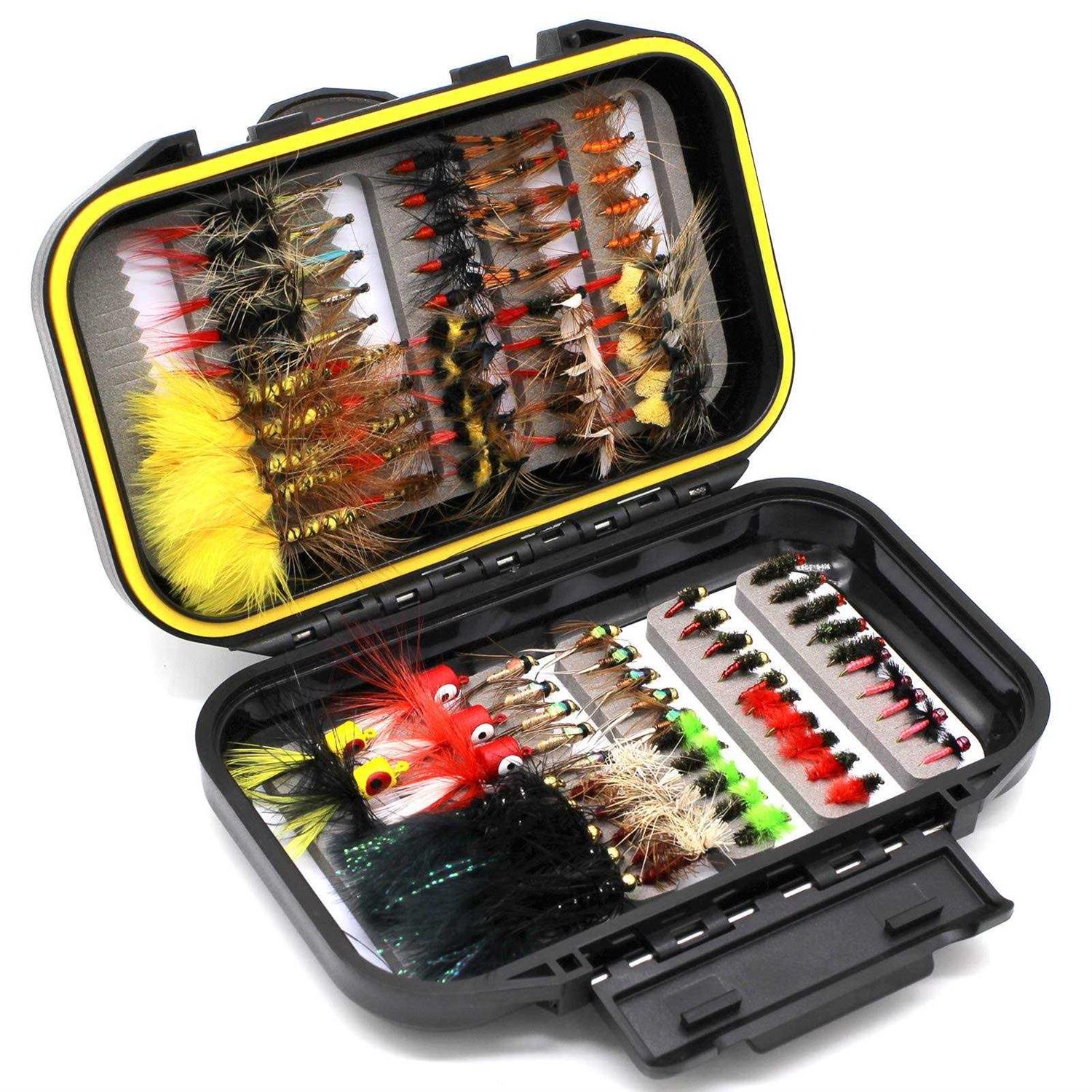 FAISOX Fly Fishing Flies Kit Dry Wet Nyphms with Fly Box for Trout Bass Steelhead - Image 2