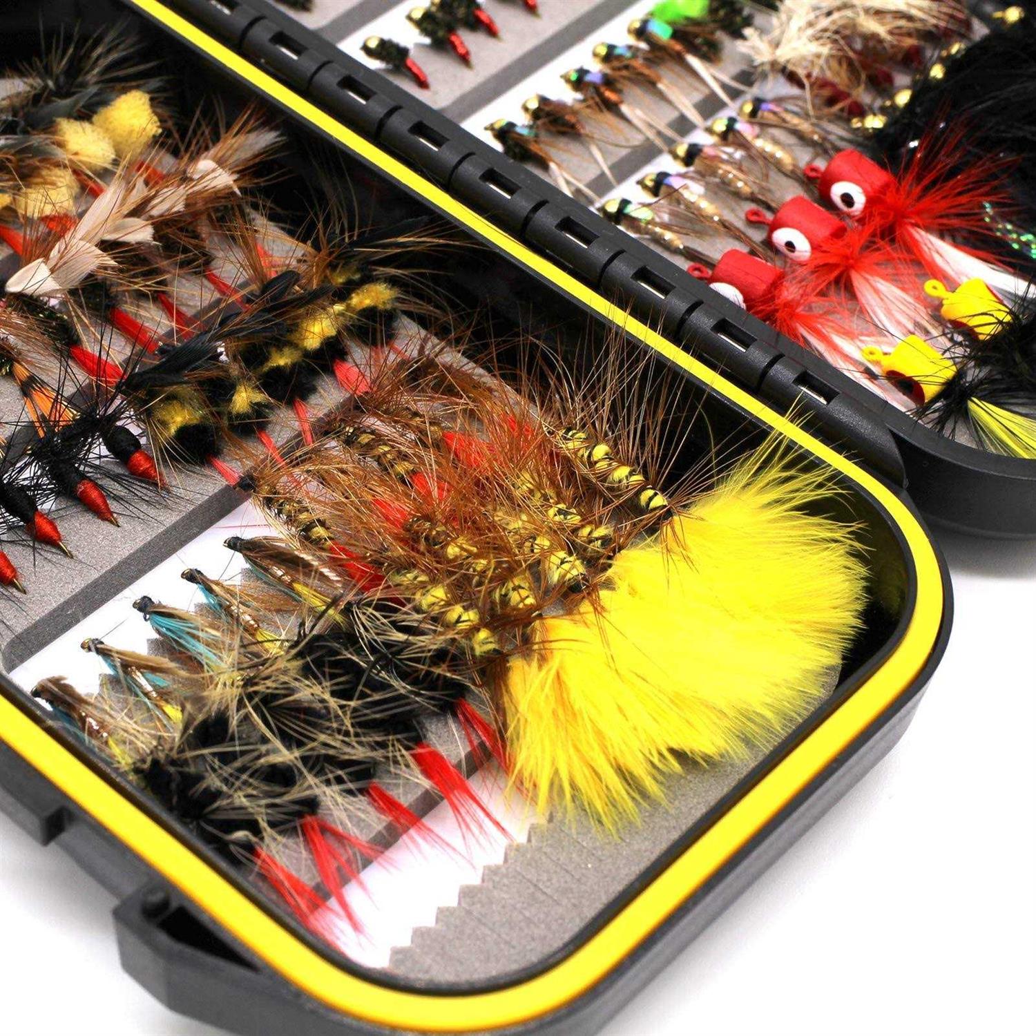 FAISOX Fly Fishing Flies Kit Dry Wet Nyphms with Fly Box for Trout Bass Steelhead - Image 4