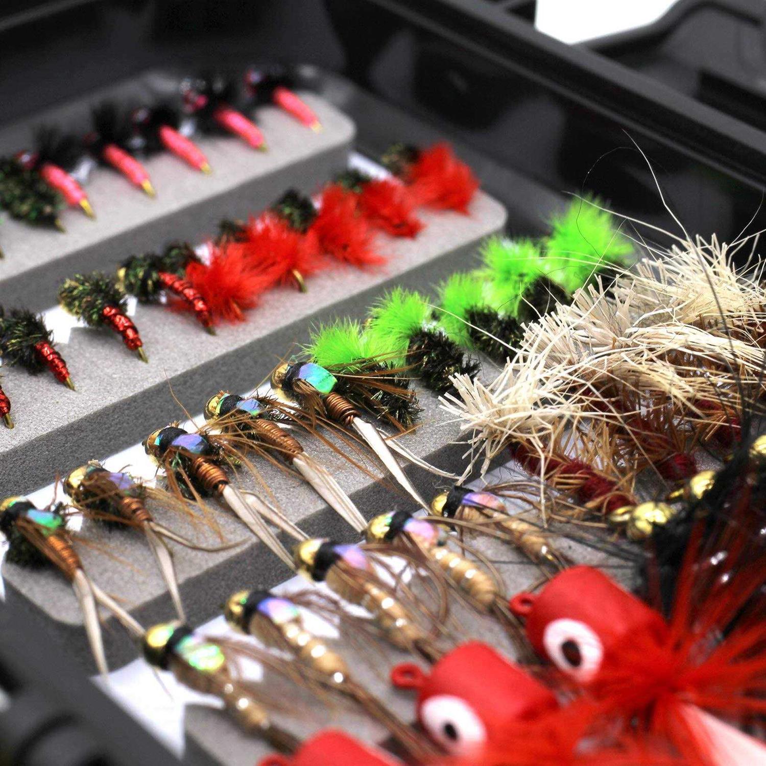 FAISOX Fly Fishing Flies Kit Dry Wet Nyphms with Fly Box for Trout Bass Steelhead - Image 5