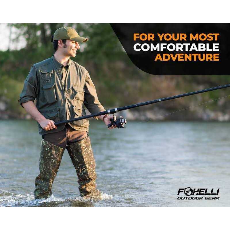 Foxelli Hip Waders – Waterproof Camo Hip Waders for Men & Women with Boots Lightweight Wading Hip Boots for Fishing & Hunting - Image 2
