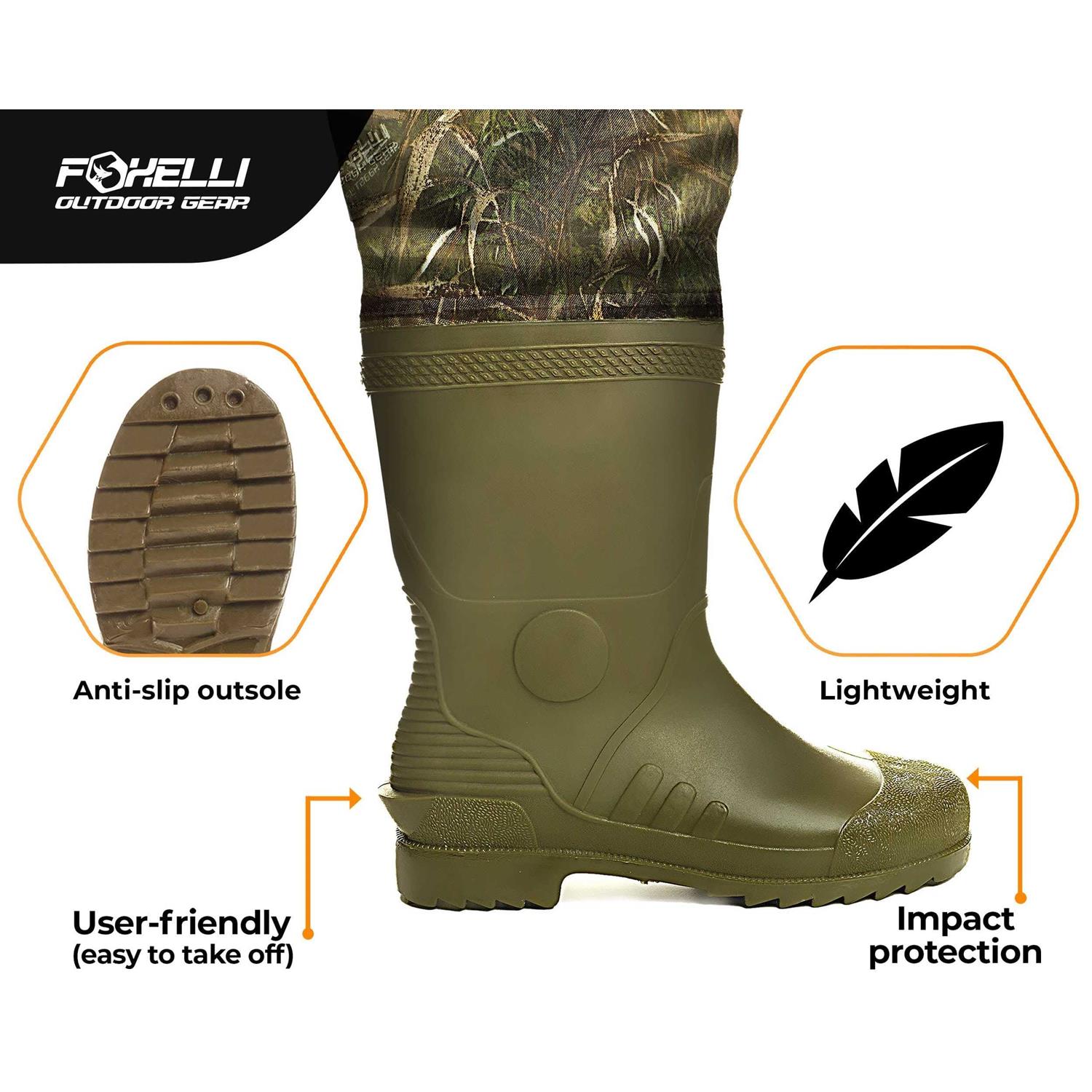 Foxelli Hip Waders – Waterproof Camo Hip Waders for Men & Women with Boots Lightweight Wading Hip Boots for Fishing & Hunting - Image 5