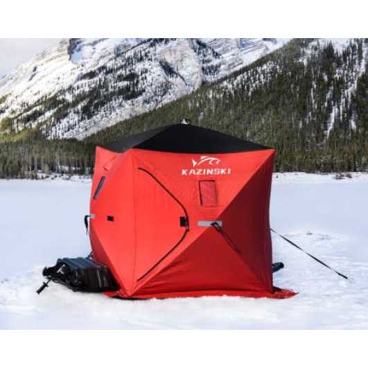 KAZINSKI Portable Ice Fishing Shelter for 3-4 Person Thermal Ice Fishing Shanty Tent with Insulated Layer Perfect Ice Fishing
