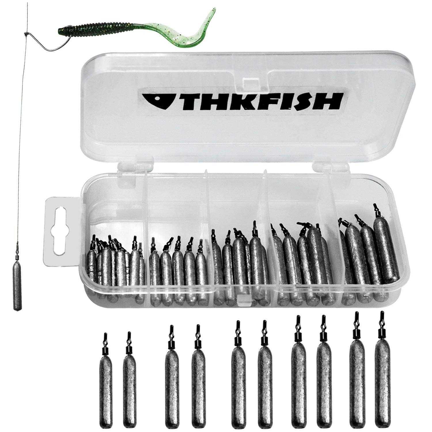 THKFISH Fishing Weights Fishing Sinker Drop Shot Weights Fishing Weights Kit Drop Shot Rig Wacky Hooks Offset Hooks Fishing Tackle 28pcs 103pcs A-2 - Image 3
