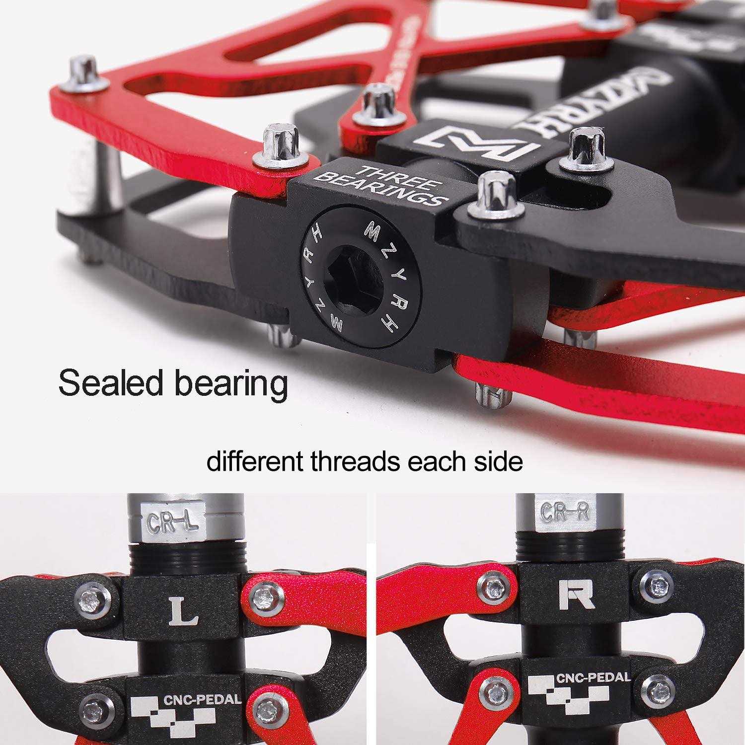 MZYRH Mountain Bike Pedals Ultra Strong Colorful CNC Machined 9/16 Cycling Sealed 3 Bearing Pedals - Image 3