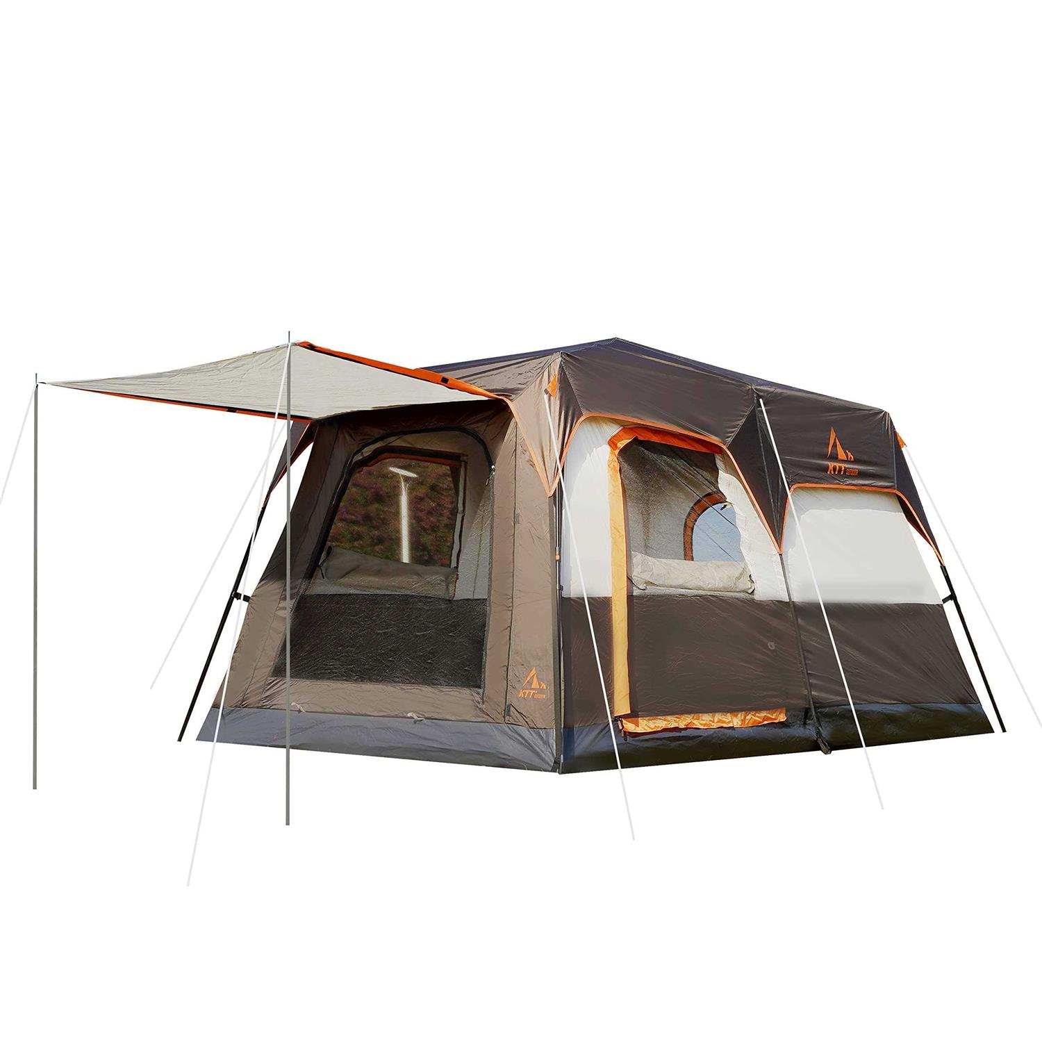 KTT Instant Tent 6/12 Person,Large Family Cabin Tents,Automatic pop up Tent Build Quickly in 60S,2 Rooms,2 Top Windows,3 Doors and 3 Windows