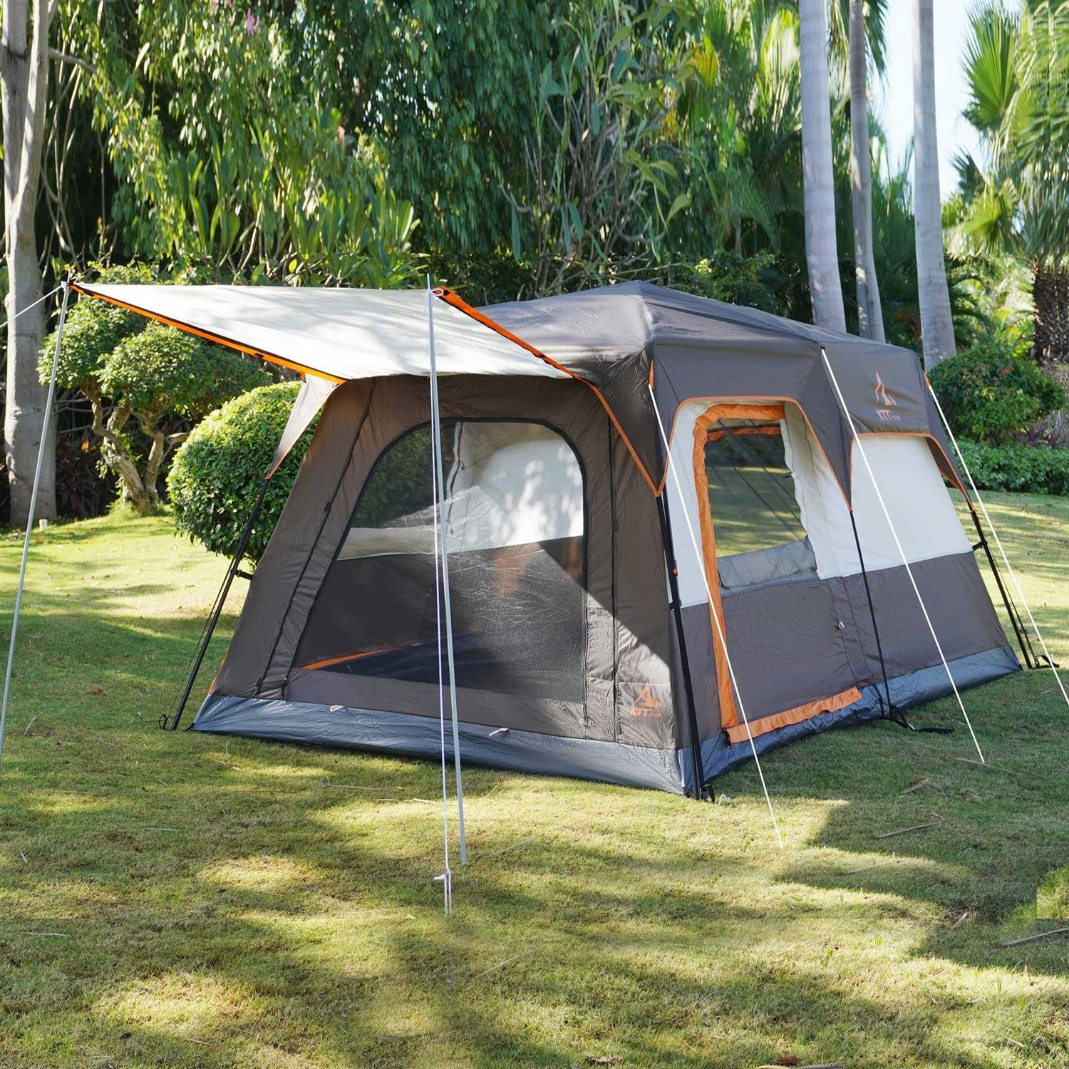 KTT Instant Tent 6/12 Person,Large Family Cabin Tents,Automatic pop up Tent Build Quickly in 60S,2 Rooms,2 Top Windows,3 Doors and 3 Windows - Image 3
