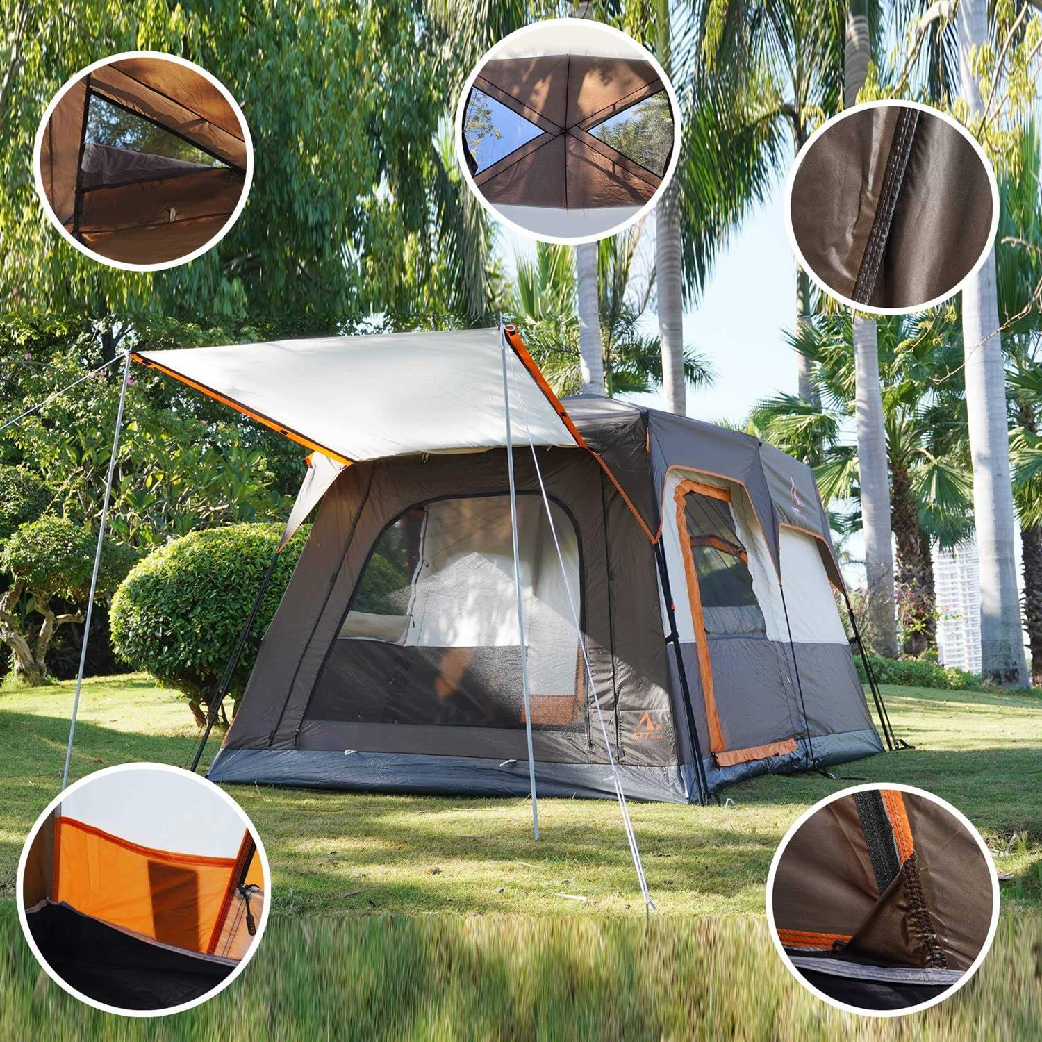 KTT Instant Tent 6/12 Person,Large Family Cabin Tents,Automatic pop up Tent Build Quickly in 60S,2 Rooms,2 Top Windows,3 Doors and 3 Windows - Image 4