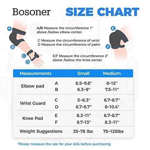 Bosoner Kids/Youth Knee Elbow Pads Guards Set for Roller Cycling Bike Inline - Image 5