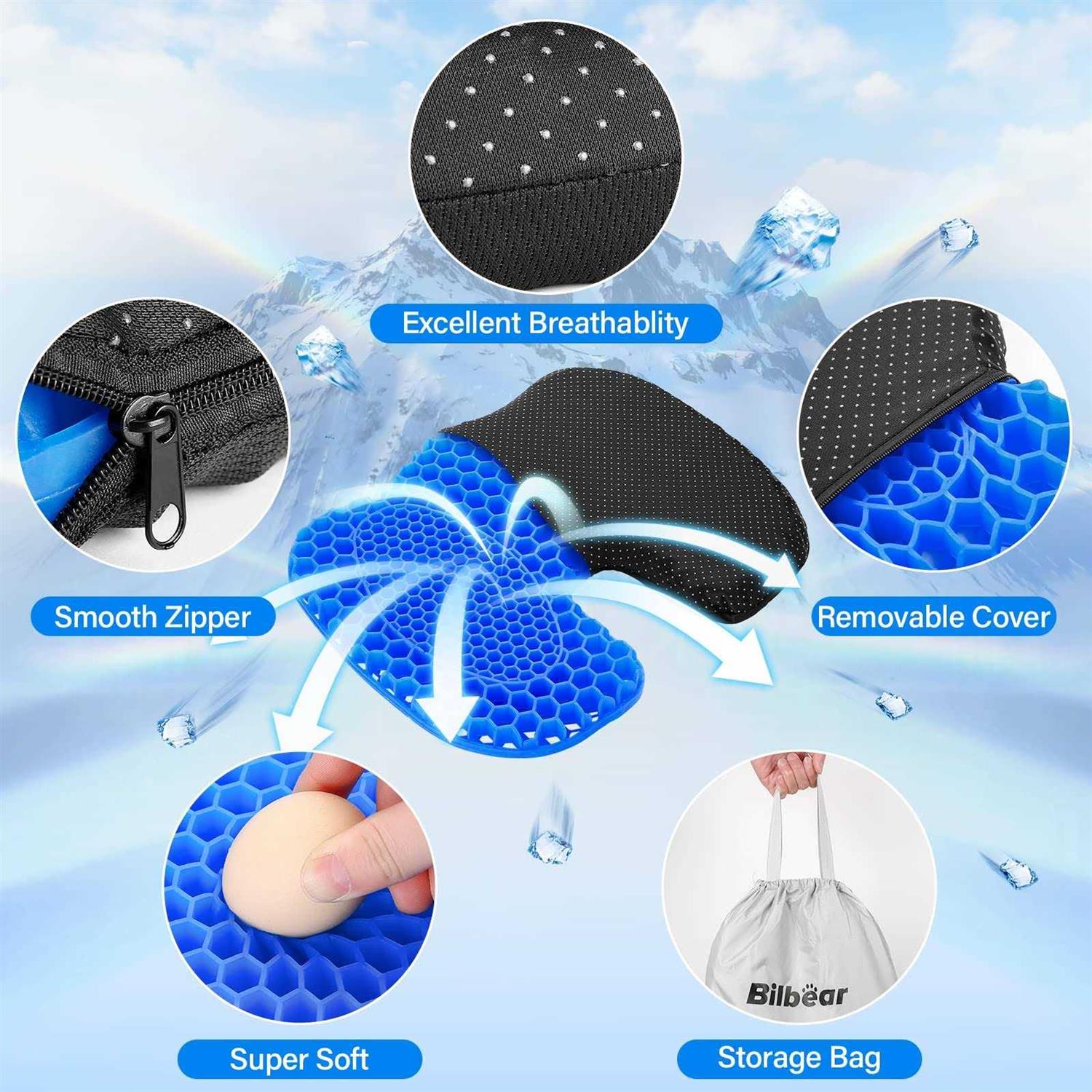 Bilbear Anti Slip Gel Kayak Seat Cushion Breathable U Shape Seat Pad for Sit in Inflatable Kayaks,Canoe - Image 3