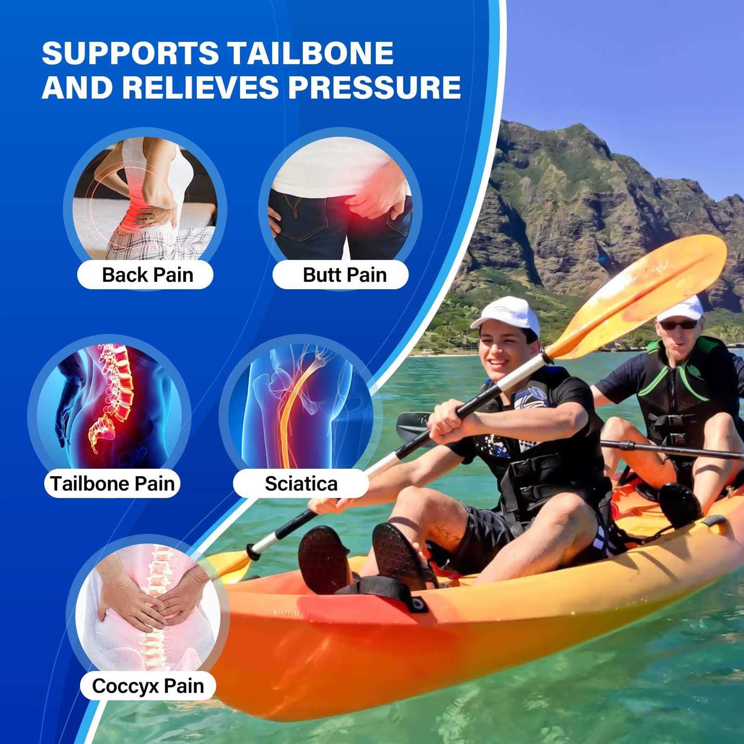 Bilbear Anti Slip Gel Kayak Seat Cushion Breathable U Shape Seat Pad for Sit in Inflatable Kayaks,Canoe - Image 4