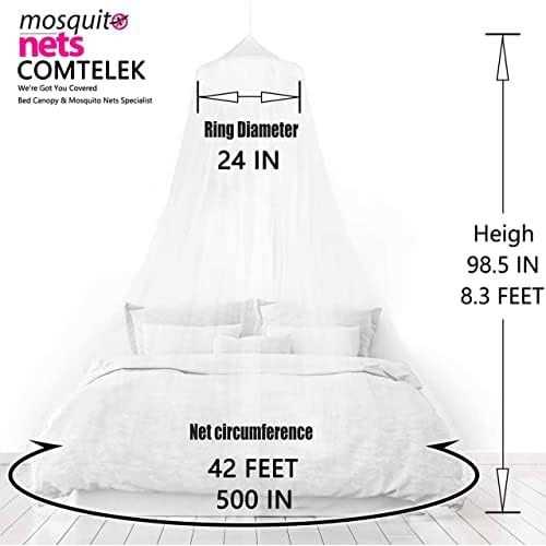 Comtelek Mosquito Net Bed Canopy for Girls,King Canopy Bed Curtains Full Queen Size from Ceiling,Dome Mosquito Netting Bed Tent Twin Girls Princess Canopy - Image 3