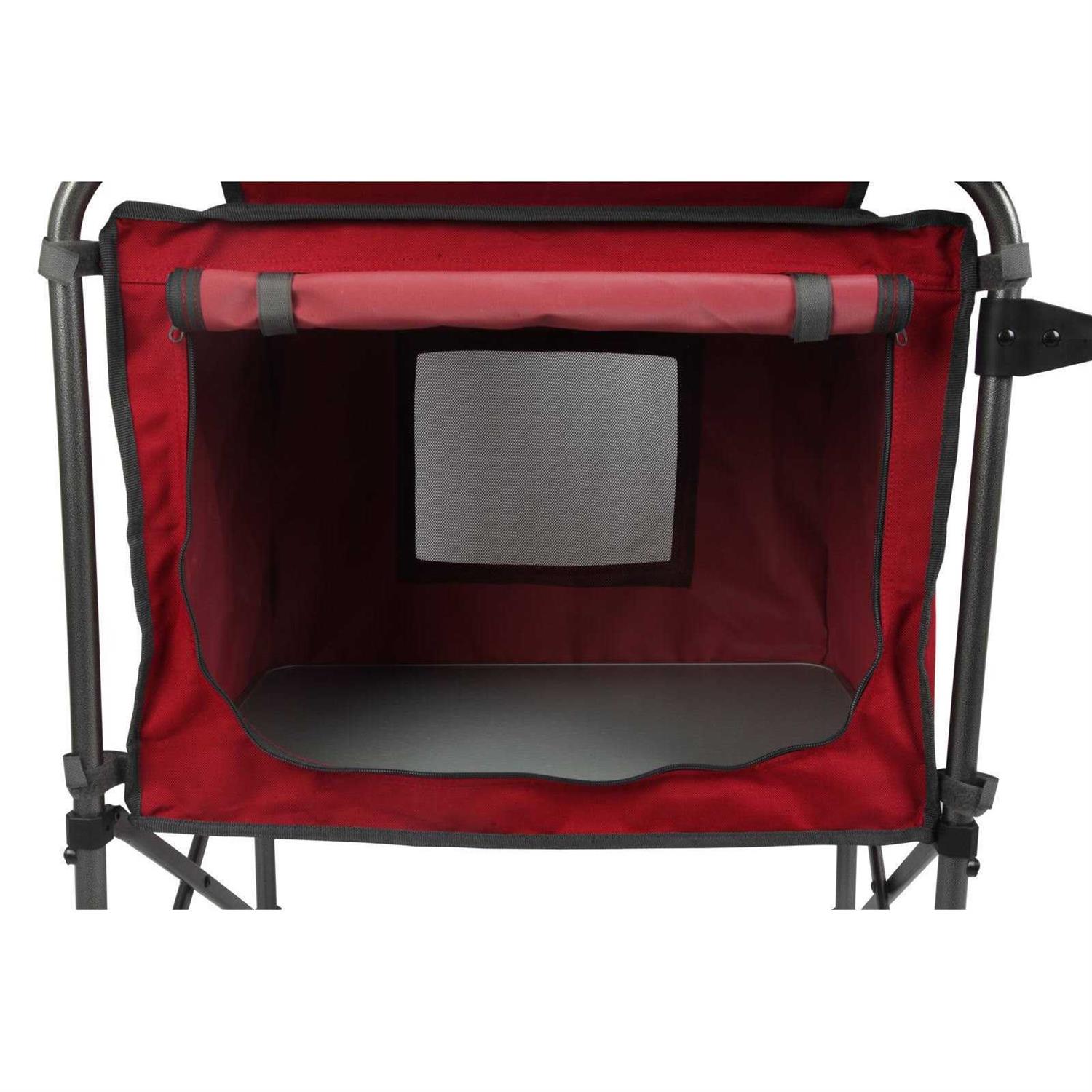 Ozark Trail Deluxe Camping Kitchen with Storage, Silver and Red - Image 2