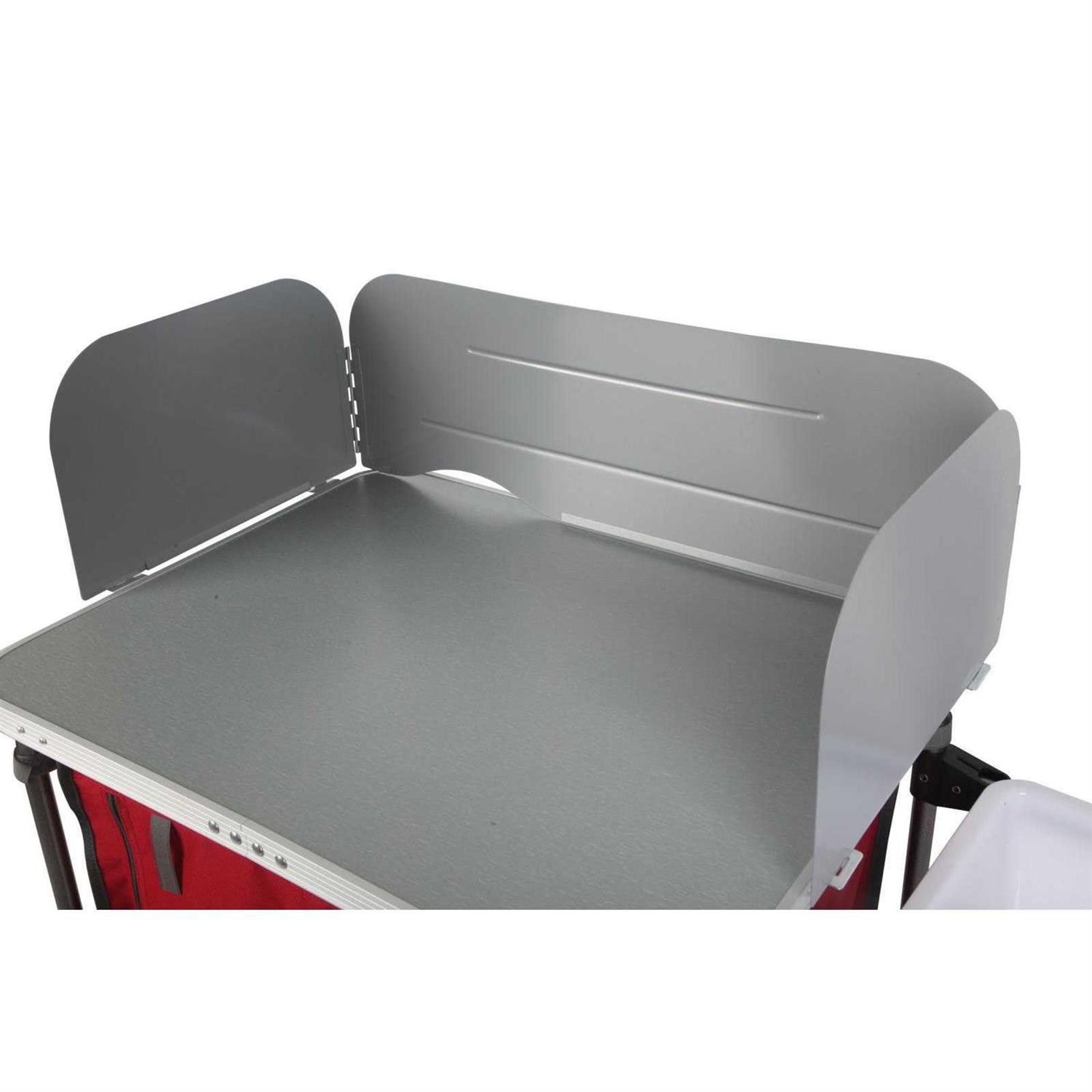 Ozark Trail Deluxe Camping Kitchen with Storage, Silver and Red - Image 3
