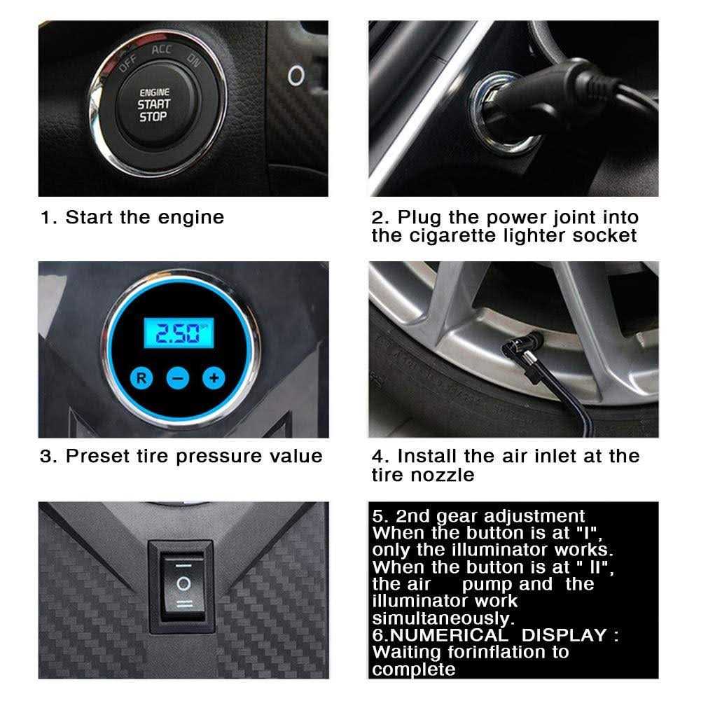 carsun Digital Air Compressor for Car Auto Pump Portable Tire Inflator with LED Light DC 12V - Image 3