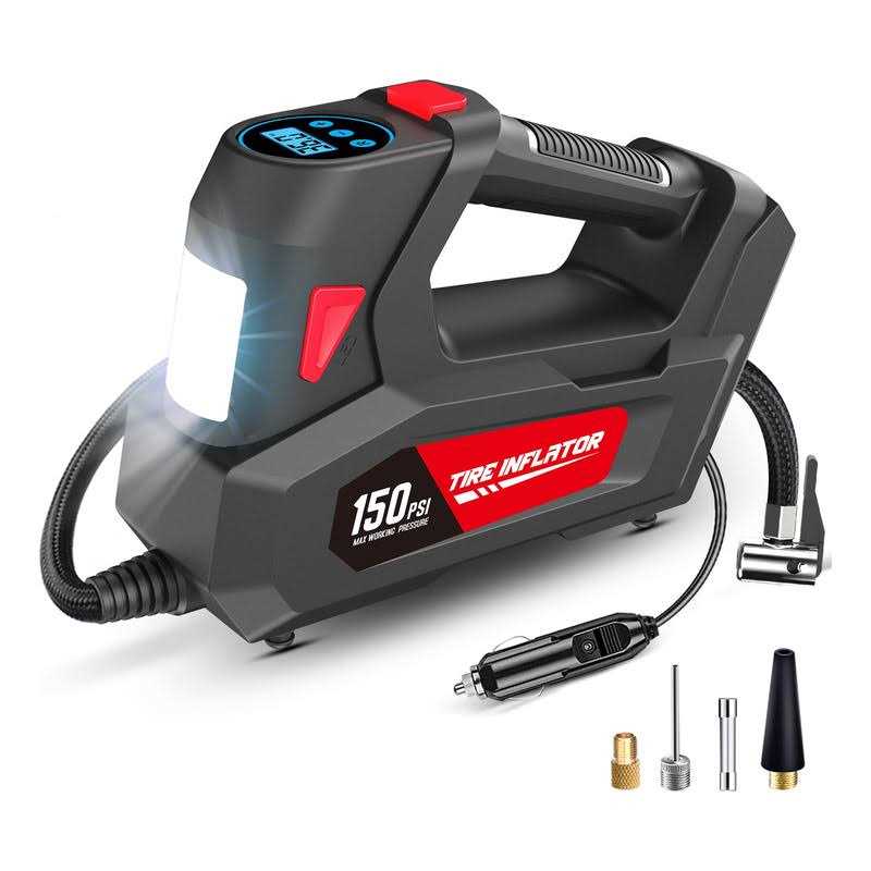 carsun Digital Air Compressor for Car Auto Pump Portable Tire Inflator with LED Light DC 12V - Image 5