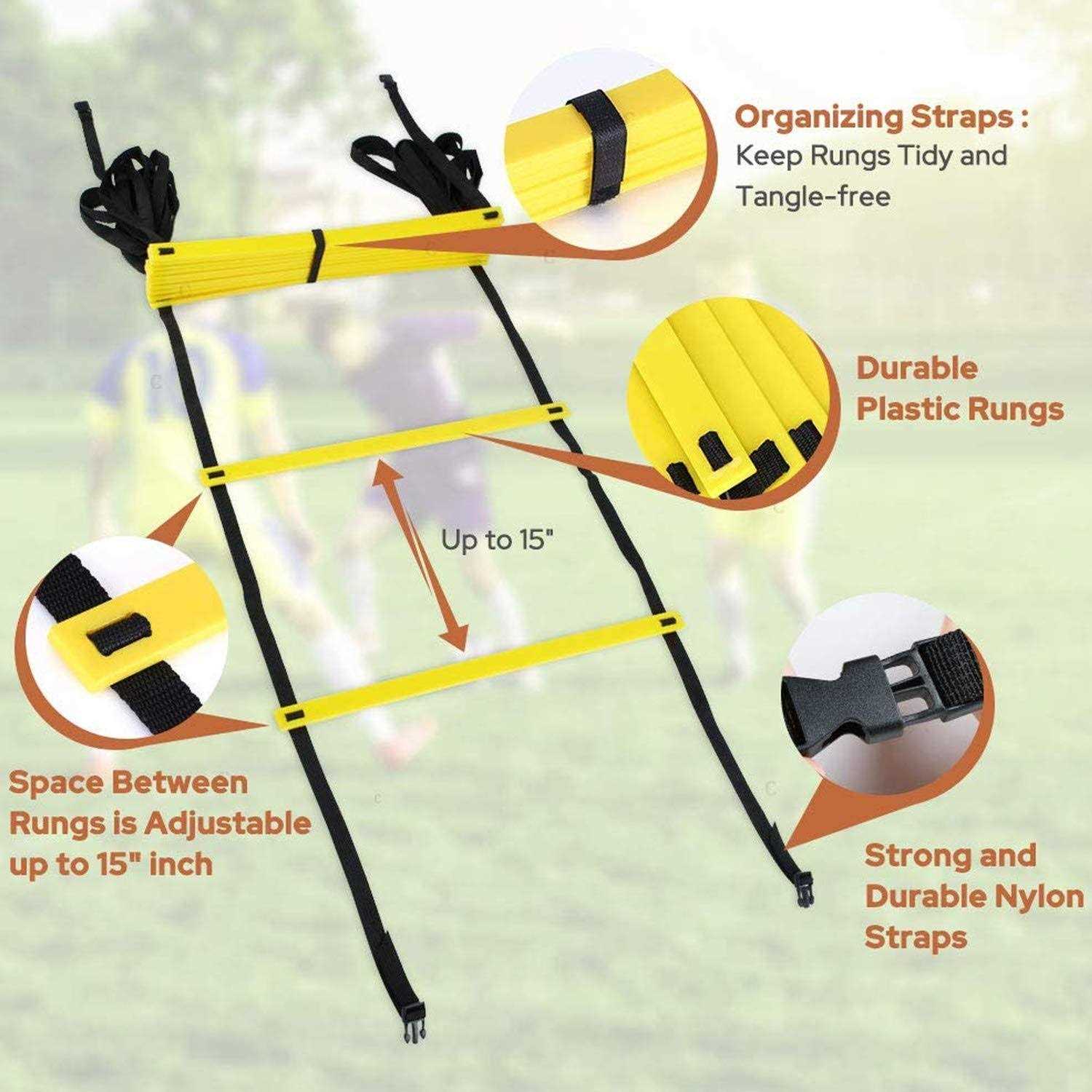 GHB Pro Agility Ladder Agility Training Ladder Speed 12 Rung 20ft with Carrying Bag - Image 4
