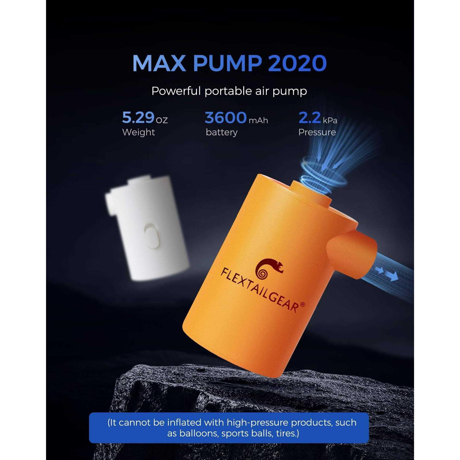 FLEXTAILgEAR MAX Pump 2020 Portable Air Pump with 3600mAH Battery USB Rechargeable Air Pump-Quick Inflate Deflate for Air Mattre - Image 2