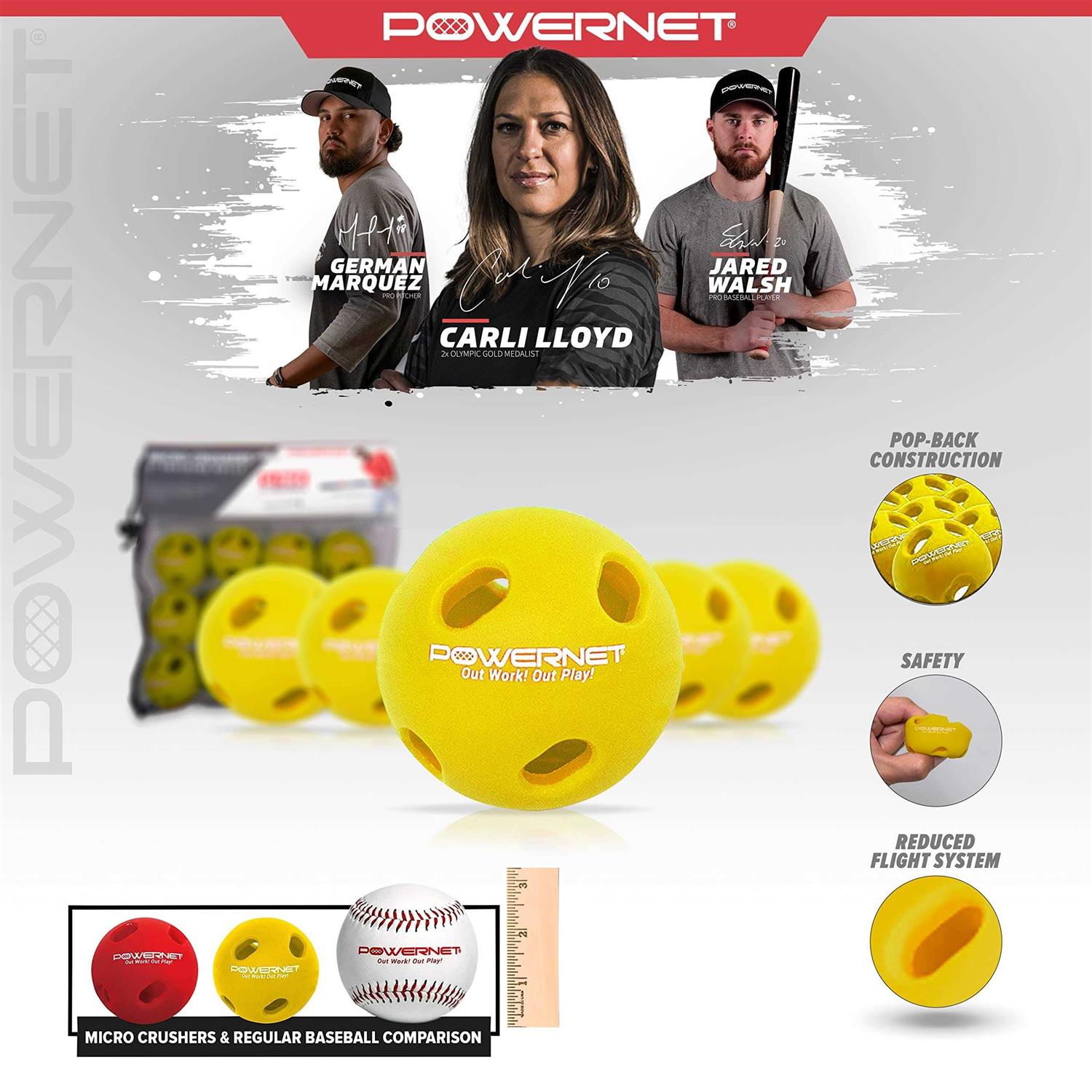 Powernet 12-Pack Micro Crushers Limited Flight Training Baseballs - Image 5