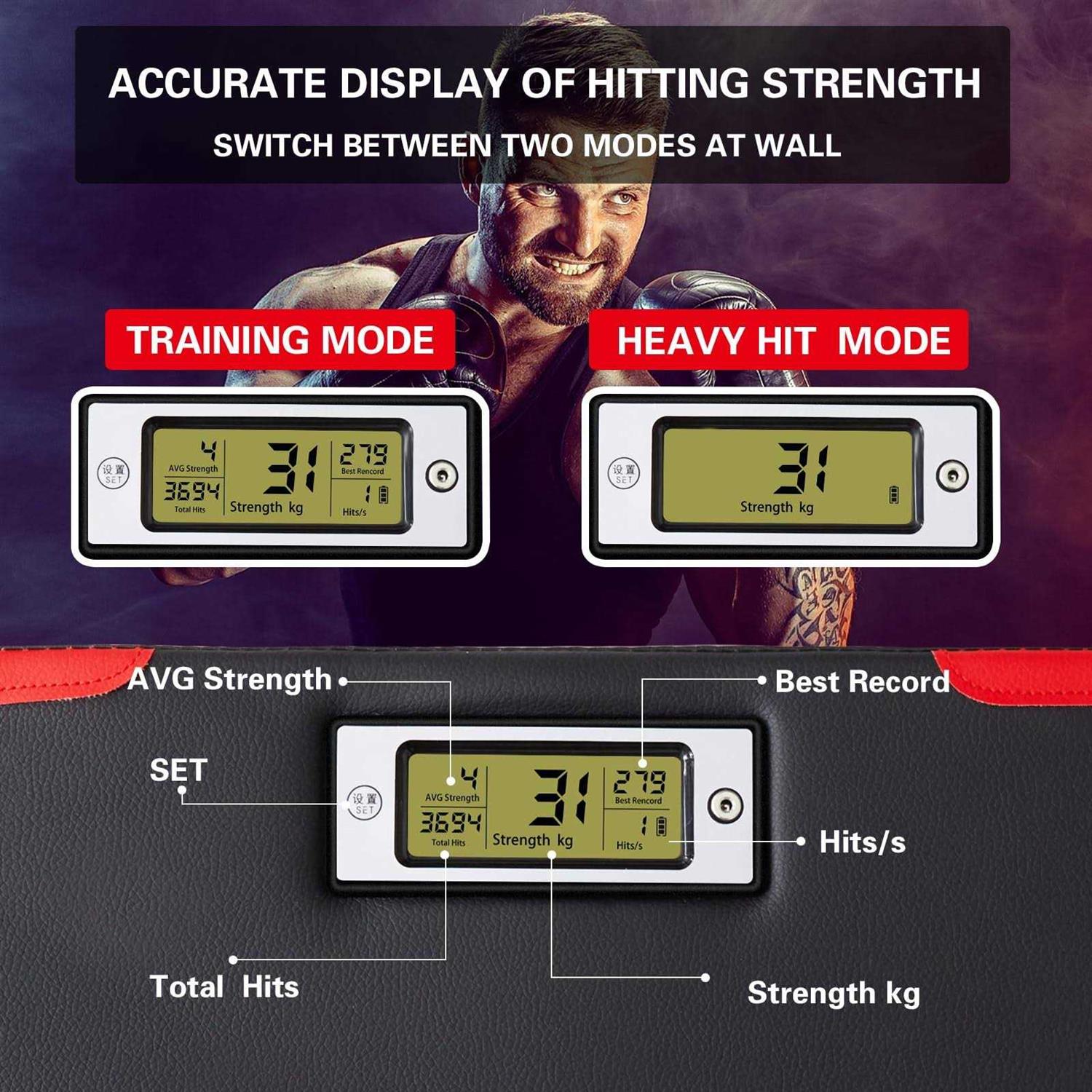 Hoteam Strength Tester Punch Force Sensor Adjustable Height Boxing Training Equipment Wall Mounted Boxing Boxer Boxing Machine Wall Punch Pad Boxing - Image 3