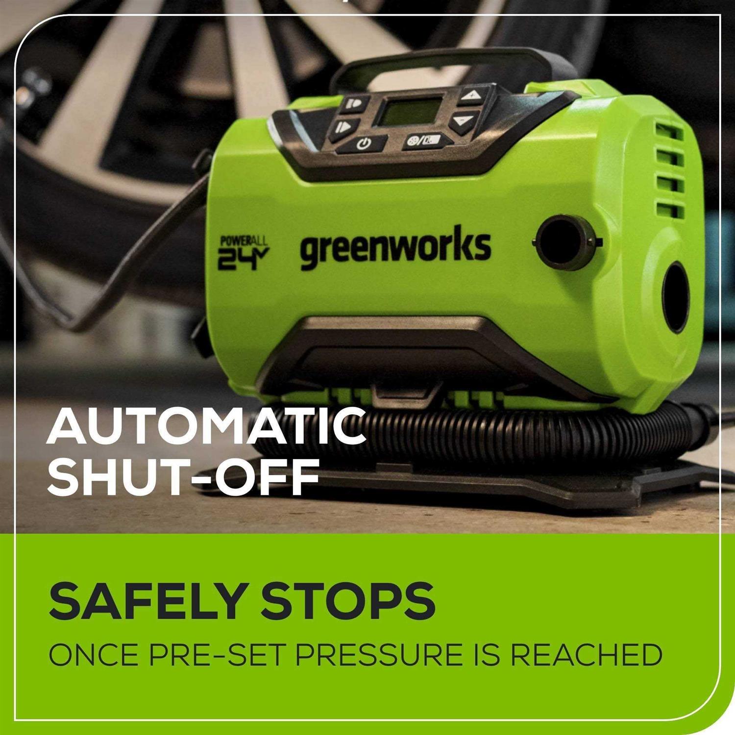 Greenworks 24V Cordless Tire Inflator 160 PSI Portable Air Compressor - Image 4