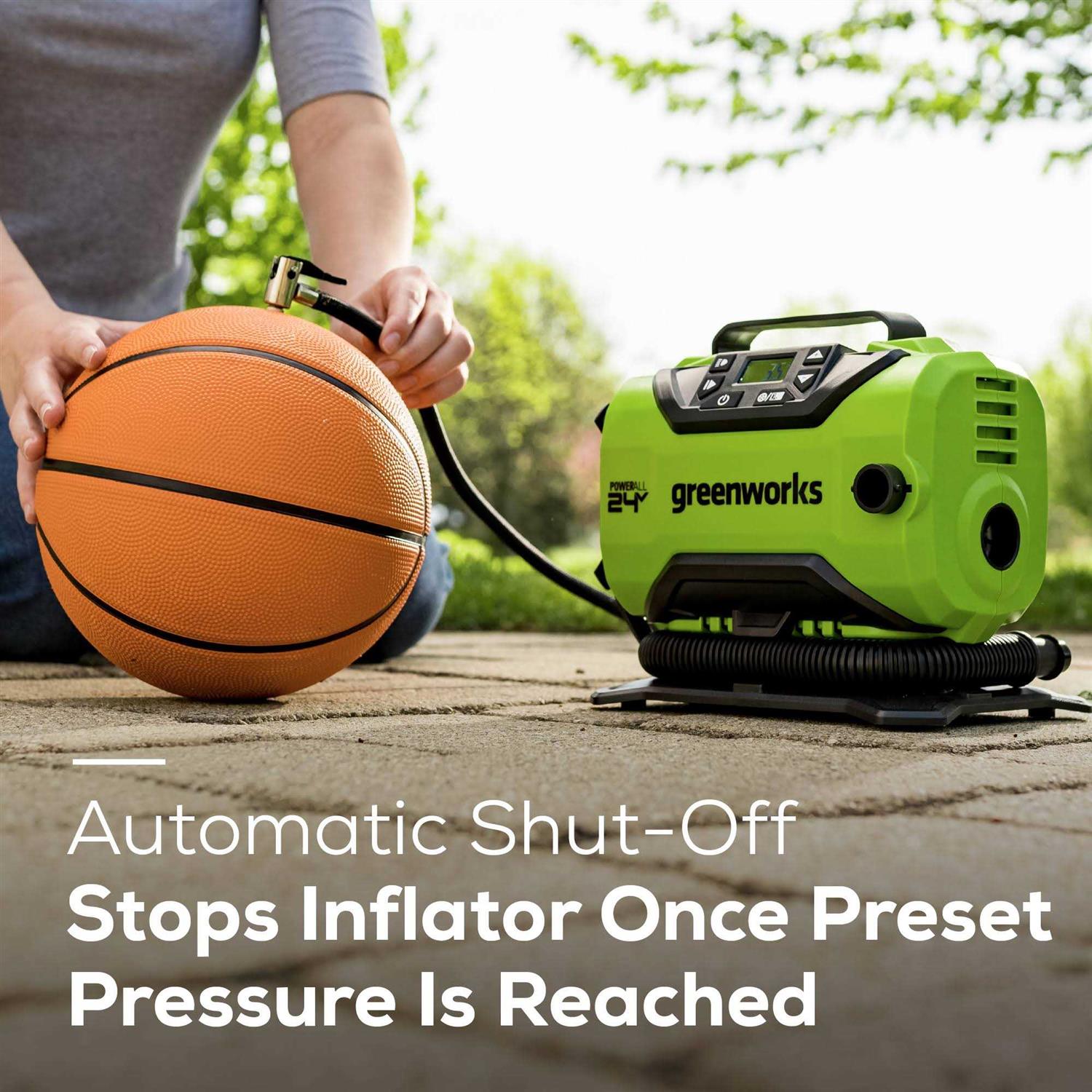 Greenworks 24V Cordless Tire Inflator 160 PSI Portable Air Compressor - Image 5