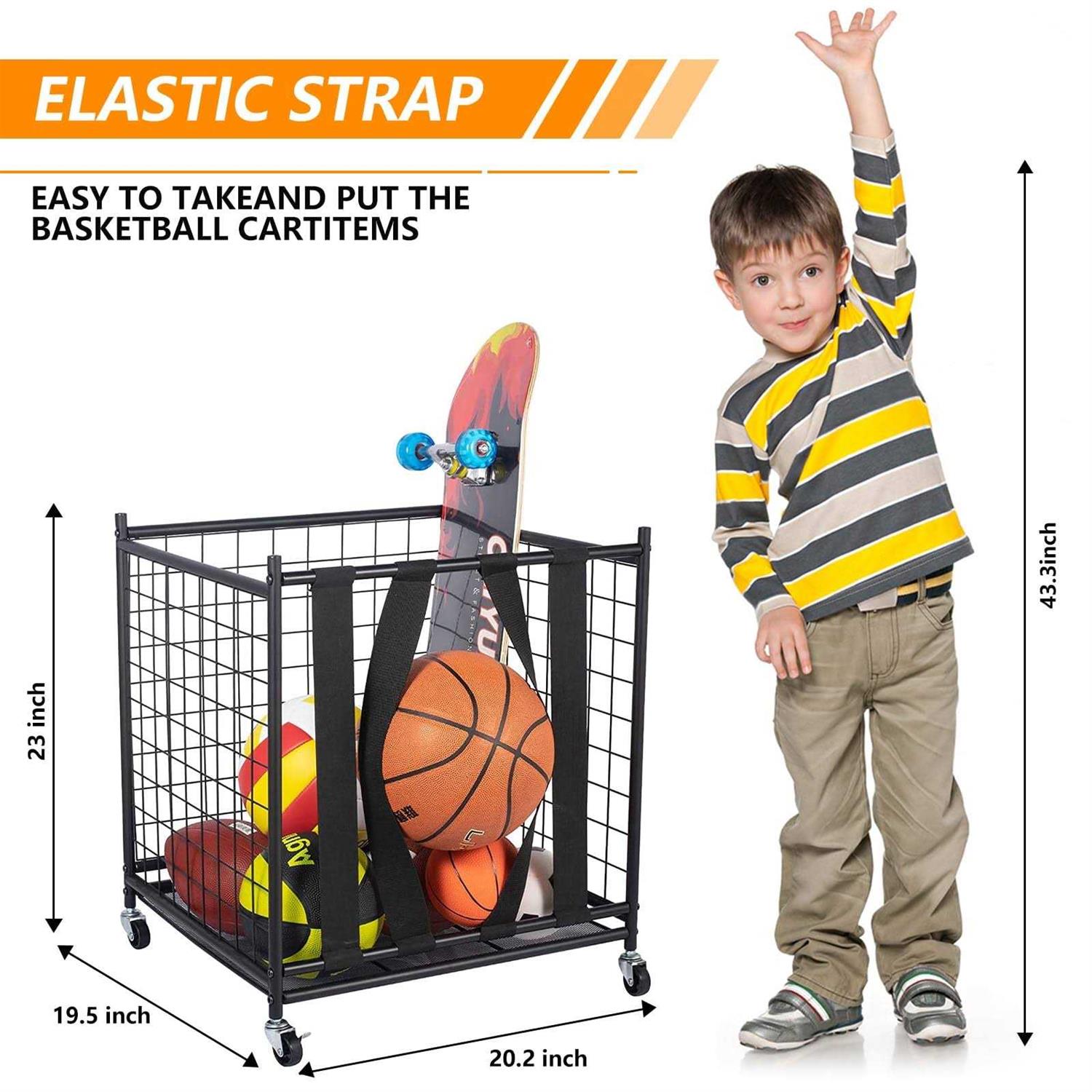 Oududianzi Ball Storage Rolling Sport Balls Cart Ball Organizer for Garage - Image 3