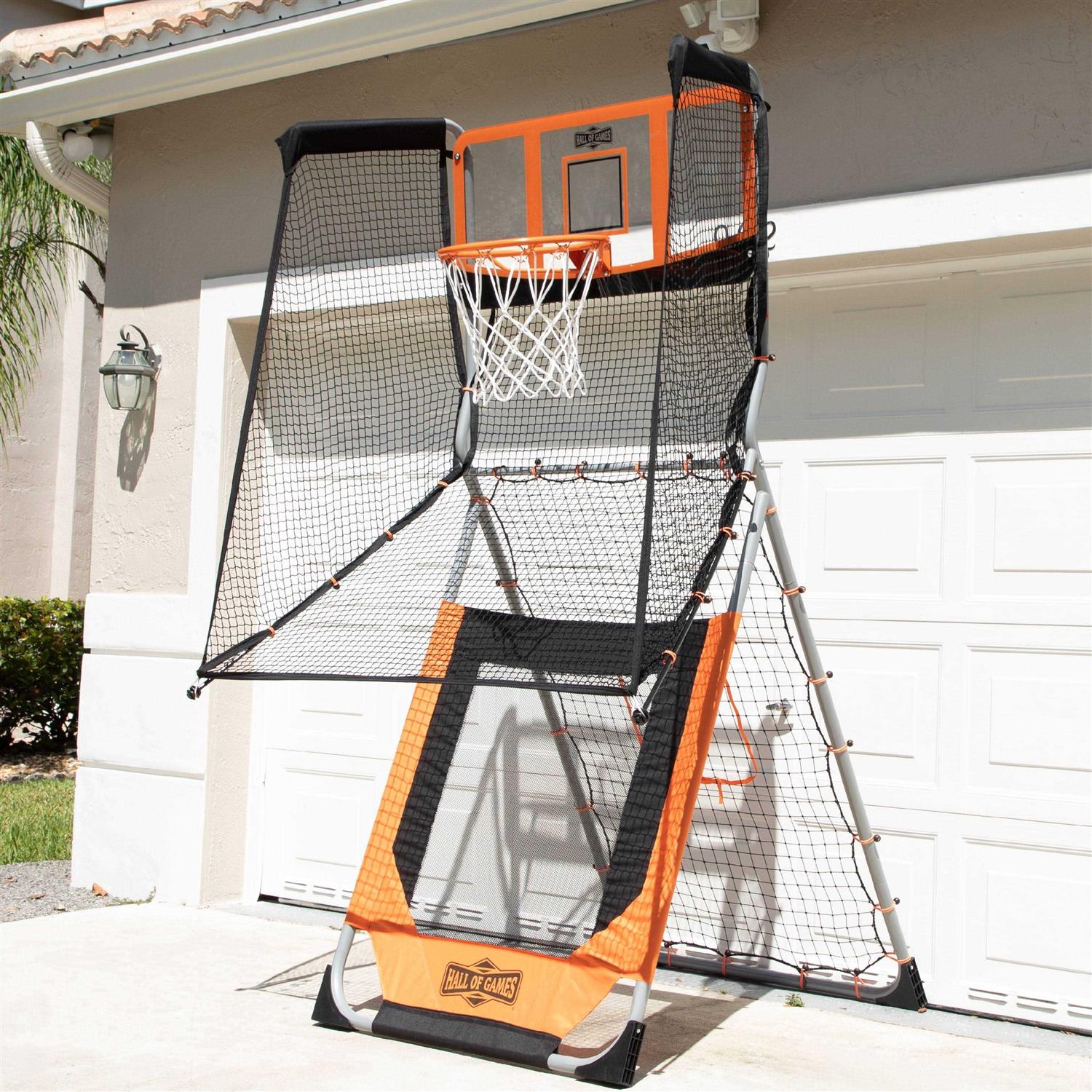 Hall of Games Outdoor 2-in-1 Basketball and Baseball Pitchback Training Game